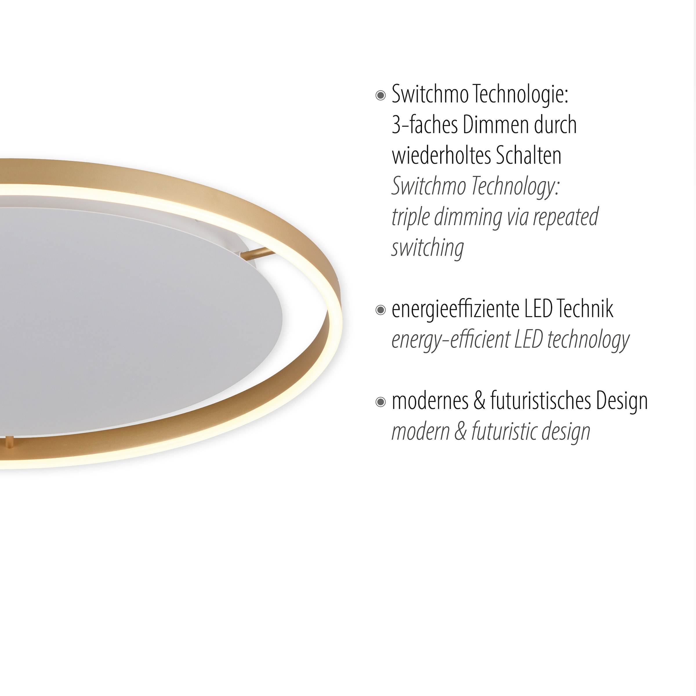 JUST LIGHT Deckenleuchte »RITUS« LED-Board 1 Stk. Warmweiß LED, dimmbar, Switchmo