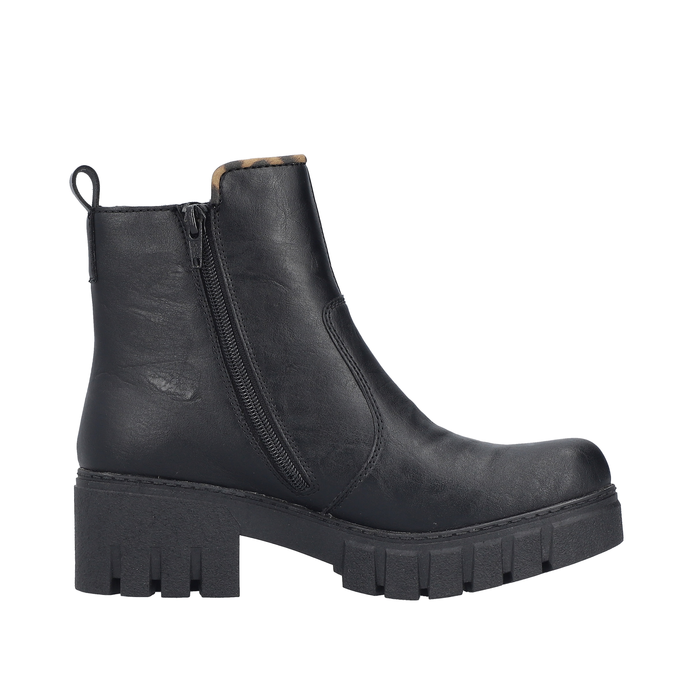 Rieker Chelseaboots  Stiefelette mit dekorativer Einfassung in Leo-Optik