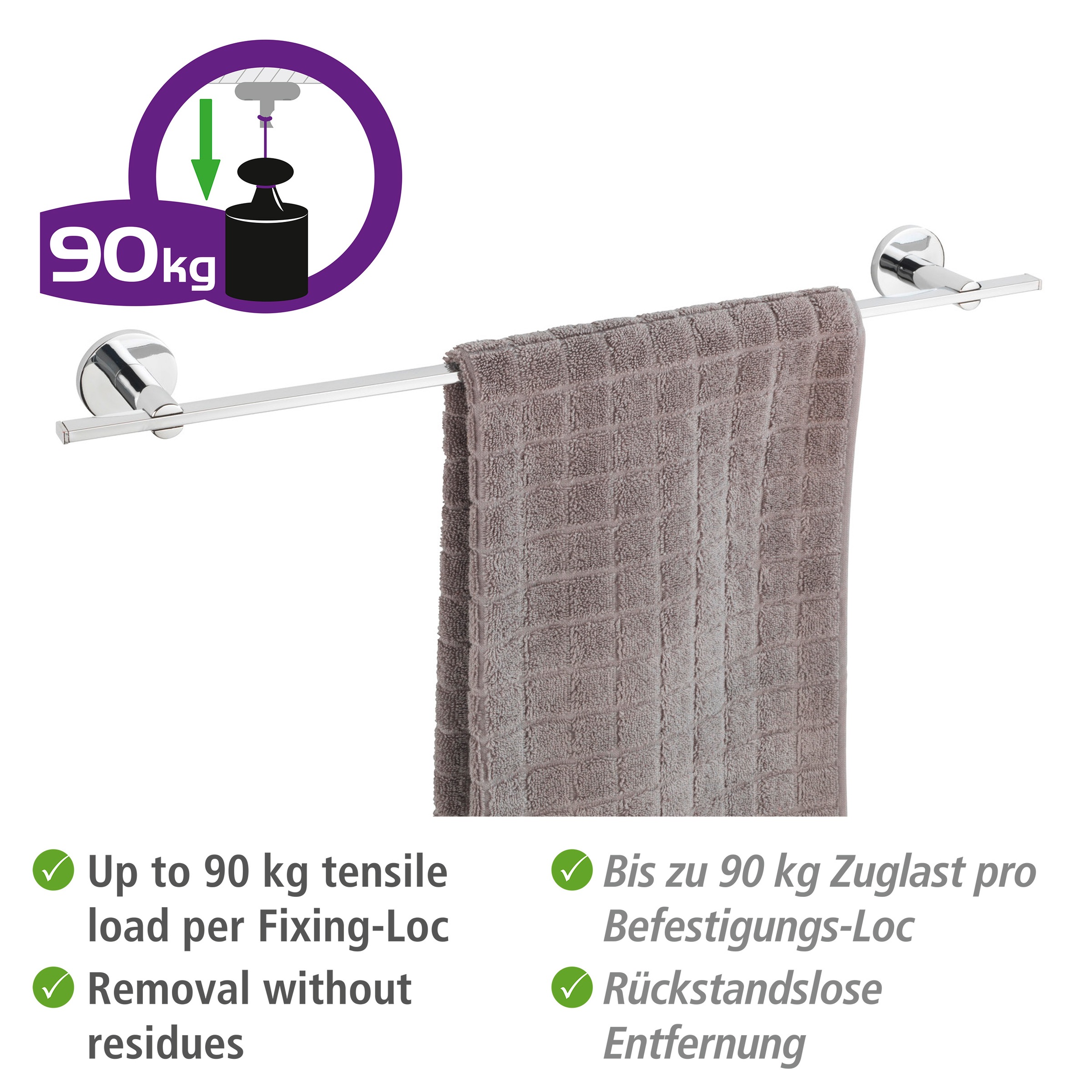 WENKO Handtuchstange »UV-Loc® Isera«, befestigen ohne Bohren