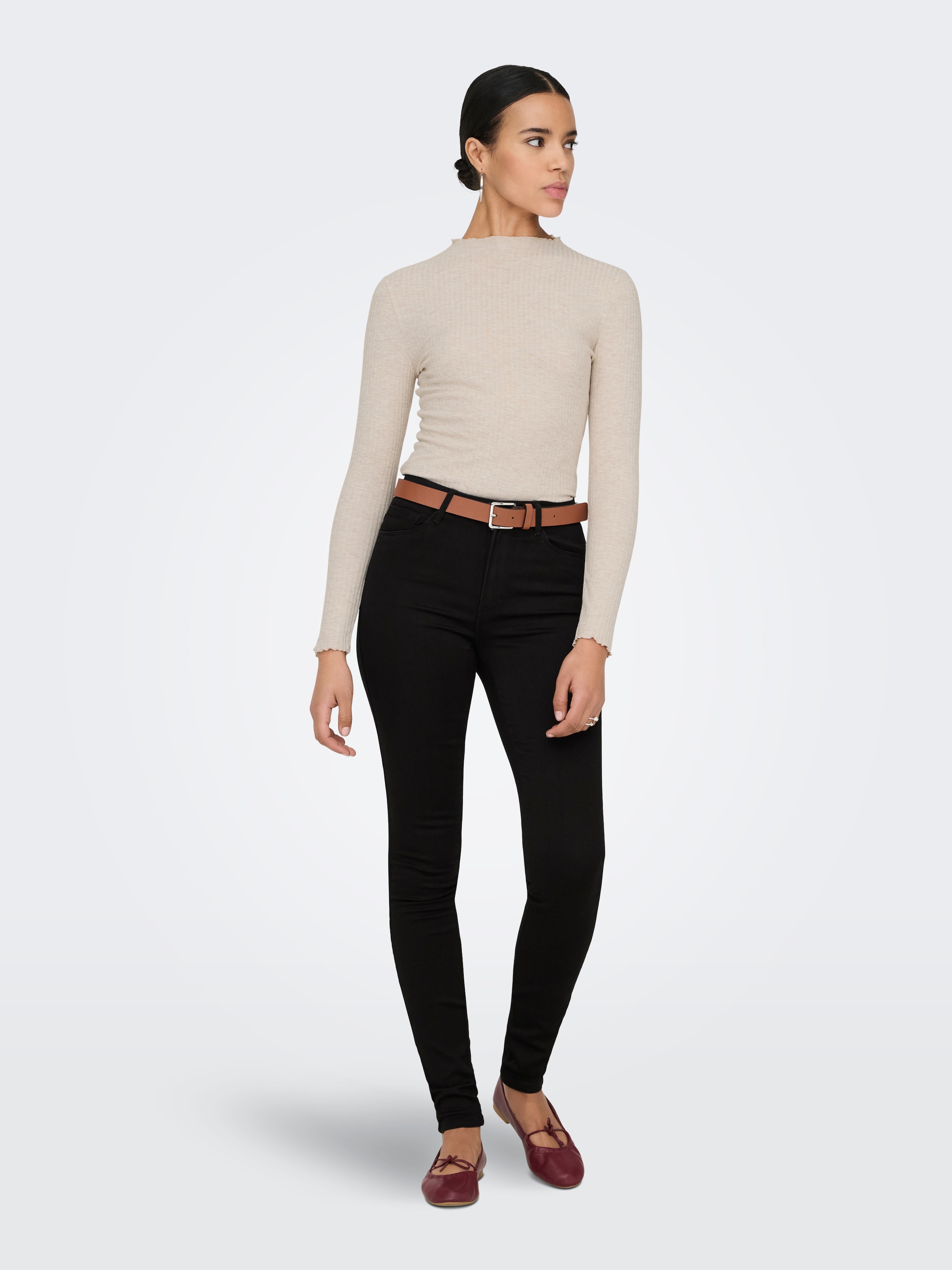 ONLY High-waist-Jeans »ONLROYA – Skinny-Jeans mit hohem Bund und Stretchkomfort«, unifarben, modisch, skinny fit, Baumwollmischung
