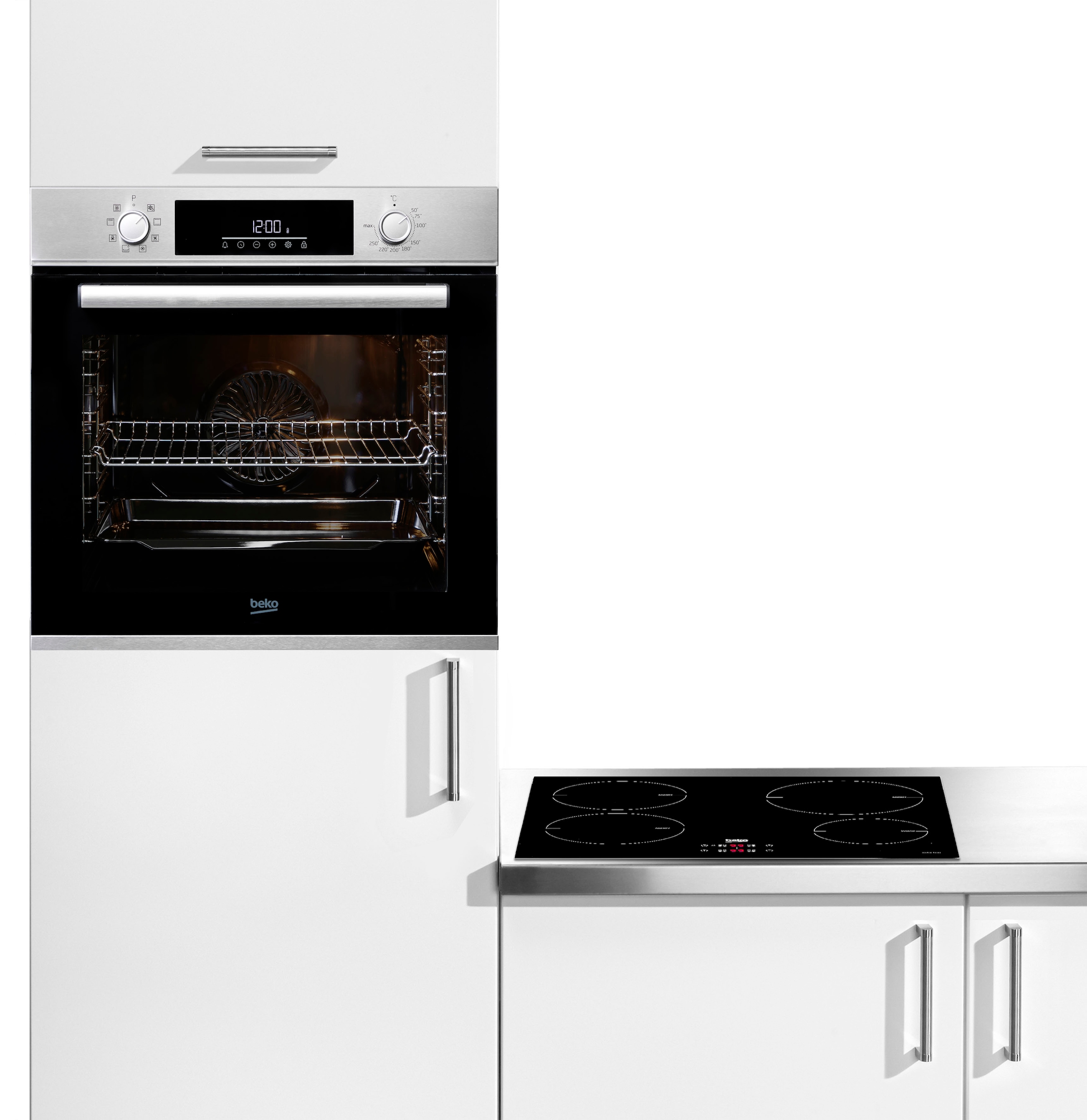 BEKO Backofen-Set »BBSM12340X«, mit Teleskopauszug nachrüstbar, Simple Steam Reinigungsfunktion, Induktions-Kochfeld