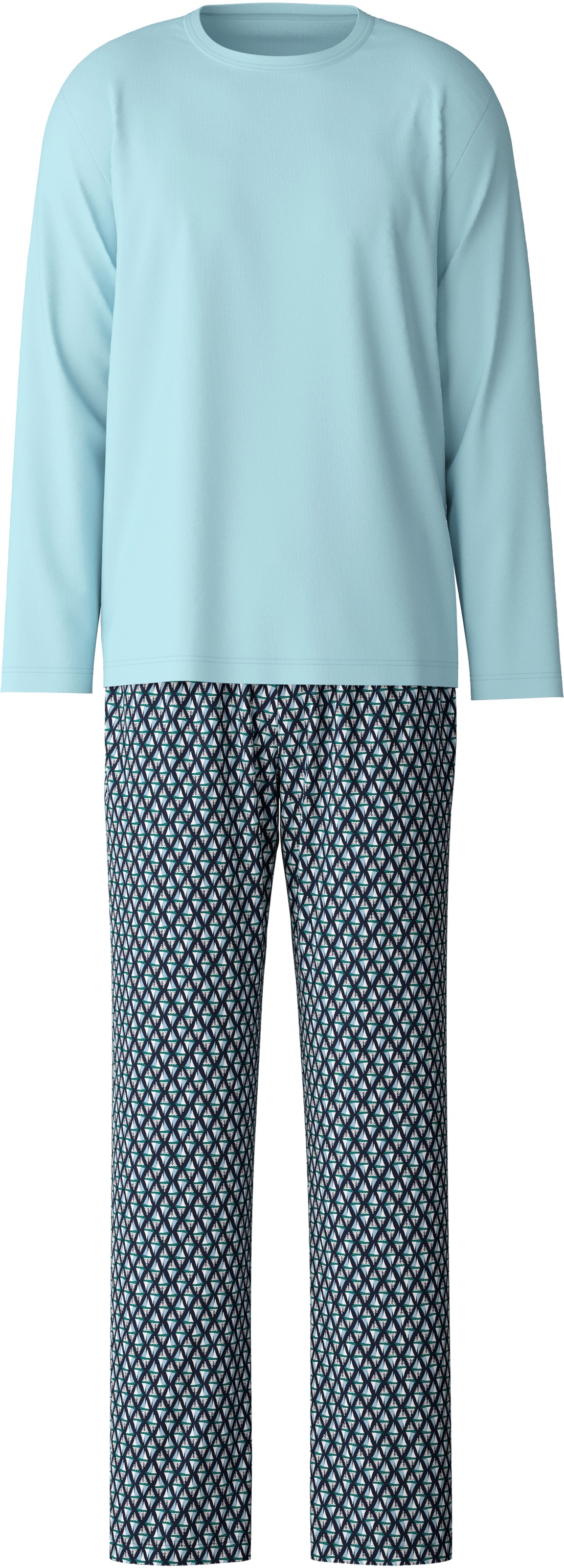CALIDA Schlafanzug »Relax Streamline 2«, (2 tlg.), Langarm-Shirt mit eingefasstem Rundhalsausschnitt
