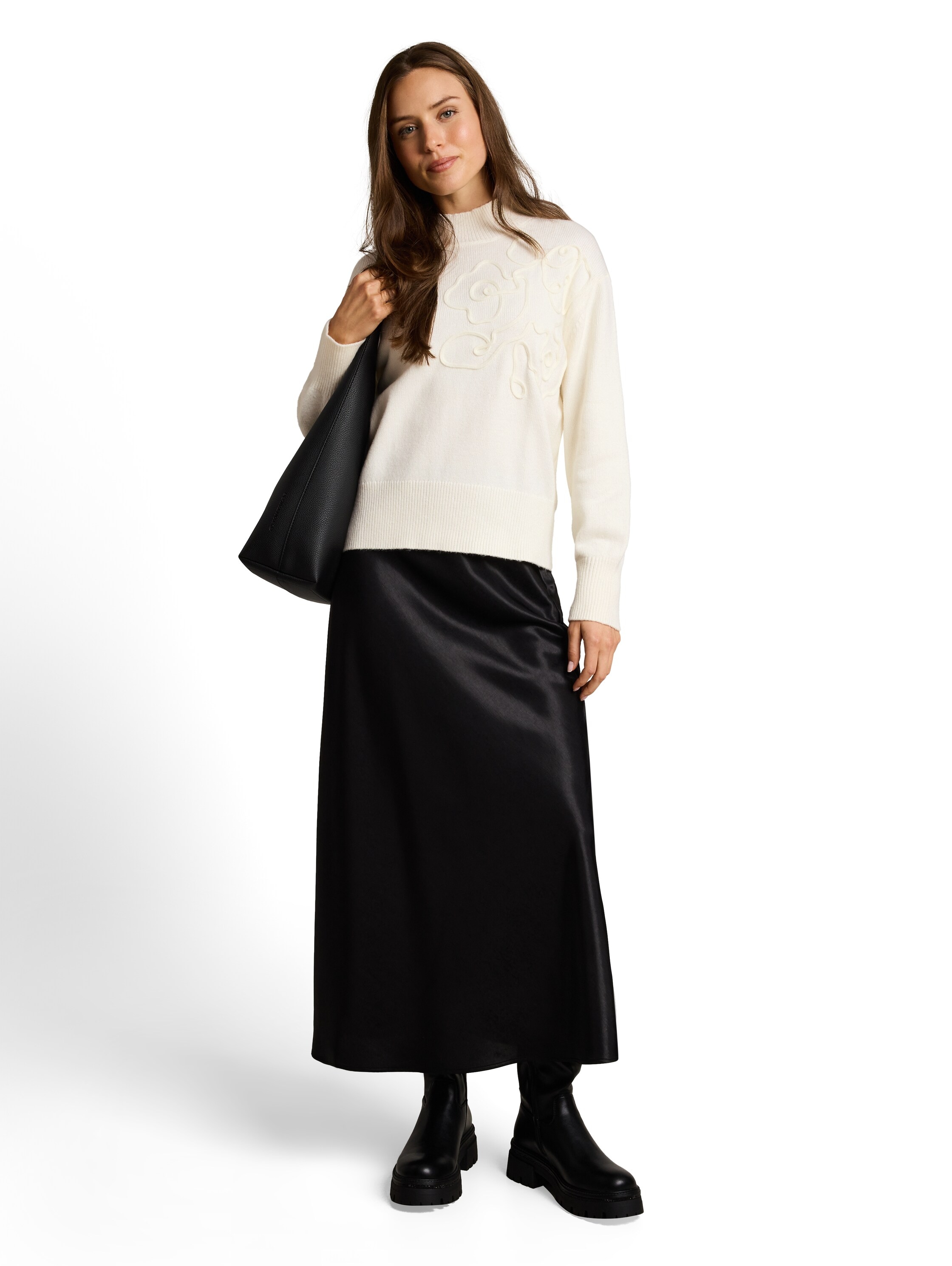 TOM TAILOR Strickpullover »Oversized« Florale 3D-Applikation