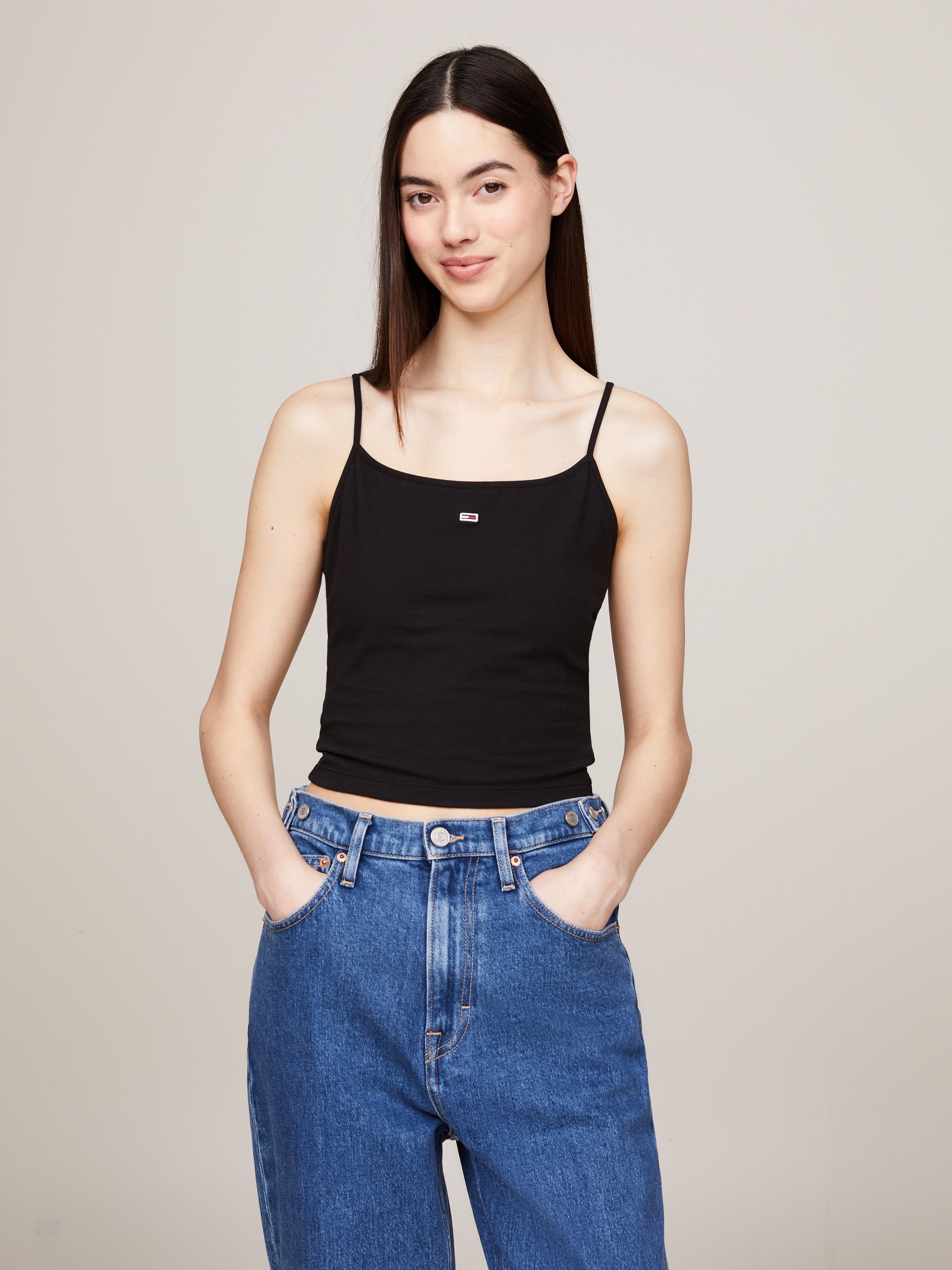 Spaghettitop »Crop Essential Strap Tank Top, kurz«, mit verstellbaren Spaghettiträgern...