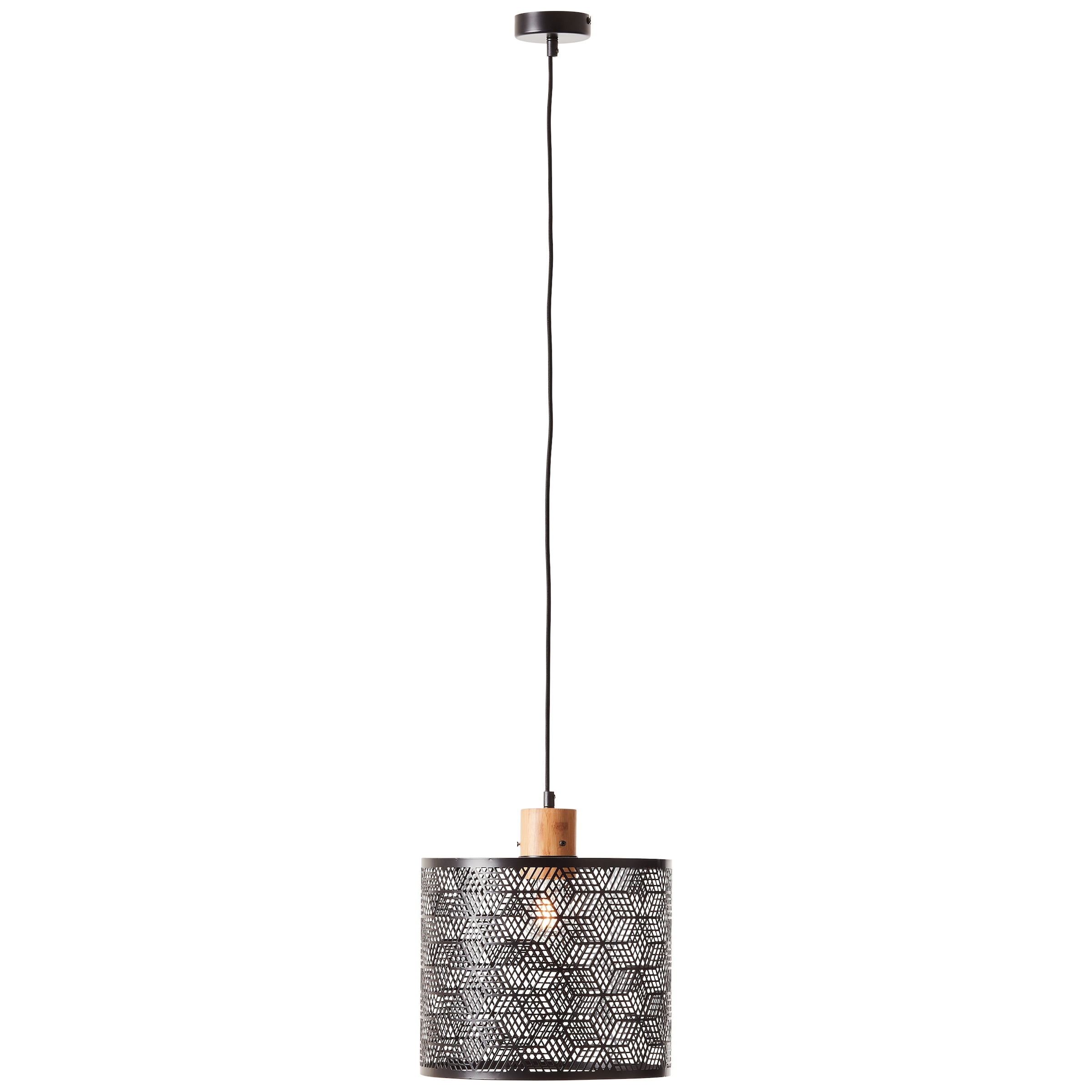 Brilliant Pendelleuchte »Santy«, 1 flammig, Leuchtmittel E27 | ohne Leuchtmittel, 120 x 29 cm, E27, Metall/Bambus, schwarz/natur