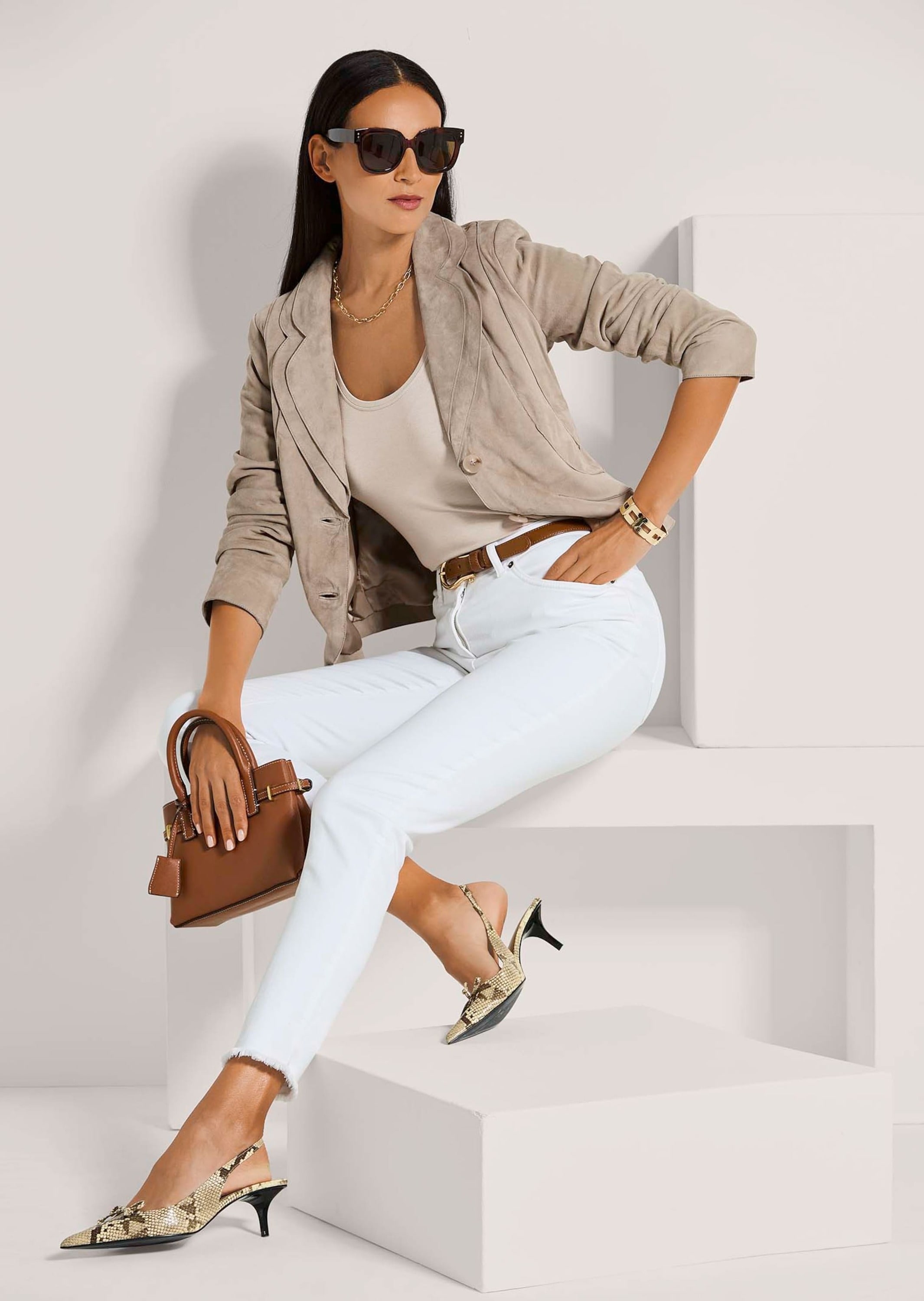 MADELEINE Lederjacke »Lederjacke Kurzblazer aus Ziegenvelours-Leder«