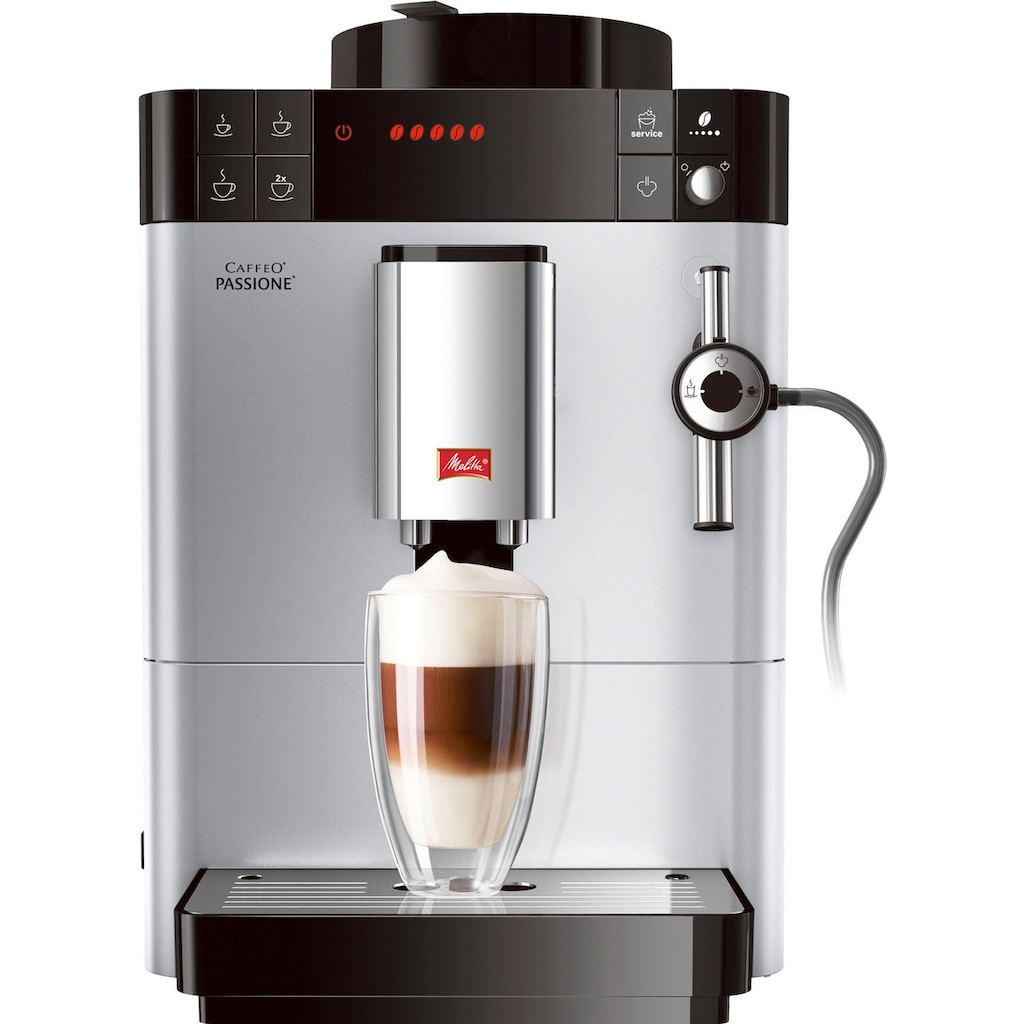 Melitta Kaffeevollautomat »Passione® One Touch F53/1-101, silber«, Tassengenau frisch gemahlen, Service-Taste für Entkalkung & Reinigung