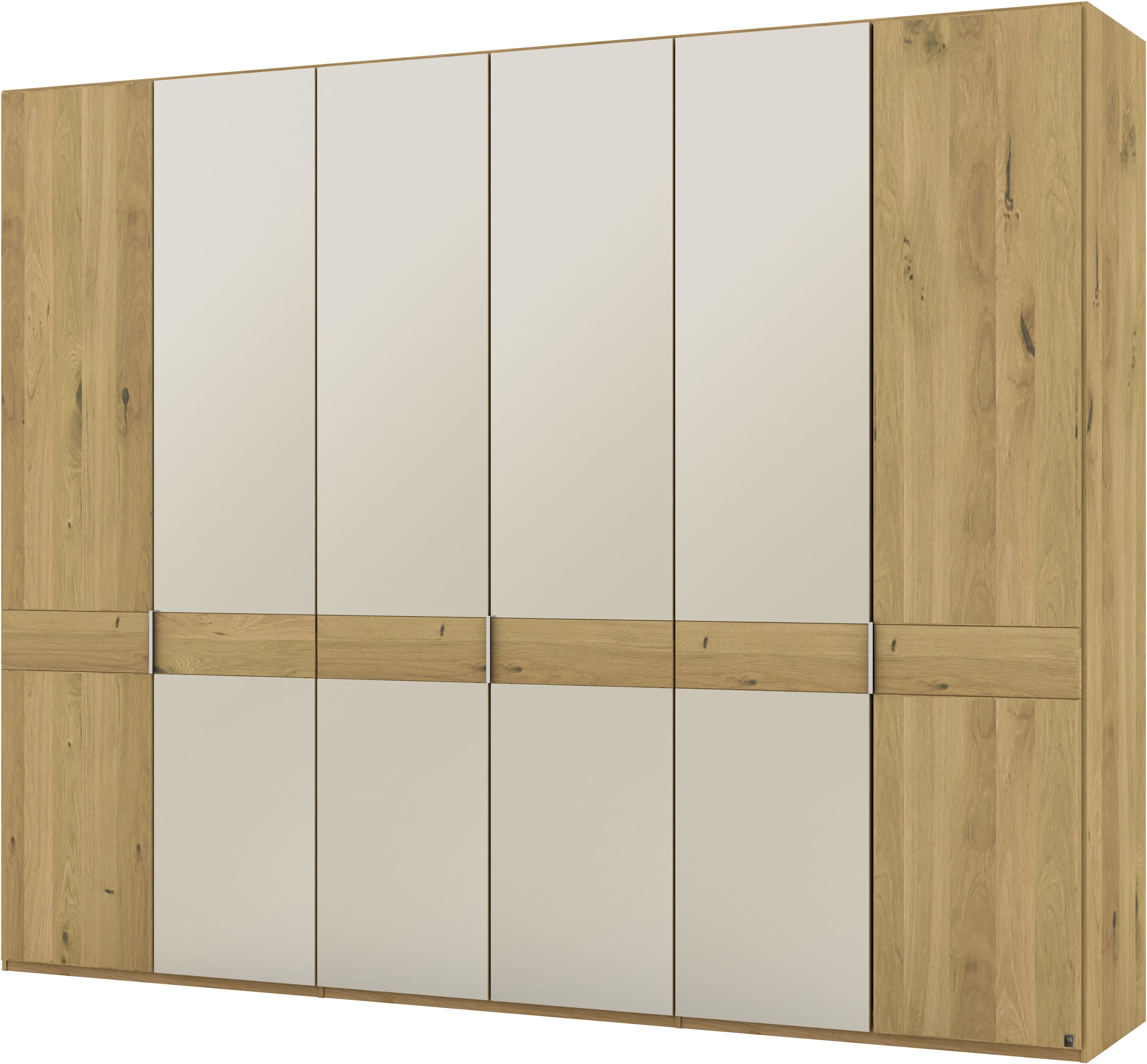 Musterring Drehtürenschrank »Savona, Kleiderschrank, Schrank, Garderobe, teilmassiv Eiche«, (mit Türdämpfern, mit Spiegel oder Glas, extra Böden, MADE IN GERMANY), Türen in Bianco-Eiche massiv, Spiegel-/Glastüren, verschiedene Größen