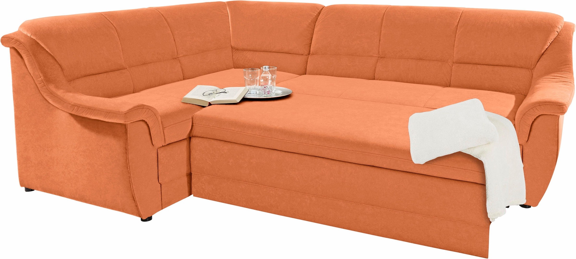 DOMO collection Ecksofa »Lale zeitlose Formensprache, komfortabel, L-Form«, mit langem Schenkel, wahlweise mit Bettfunktion