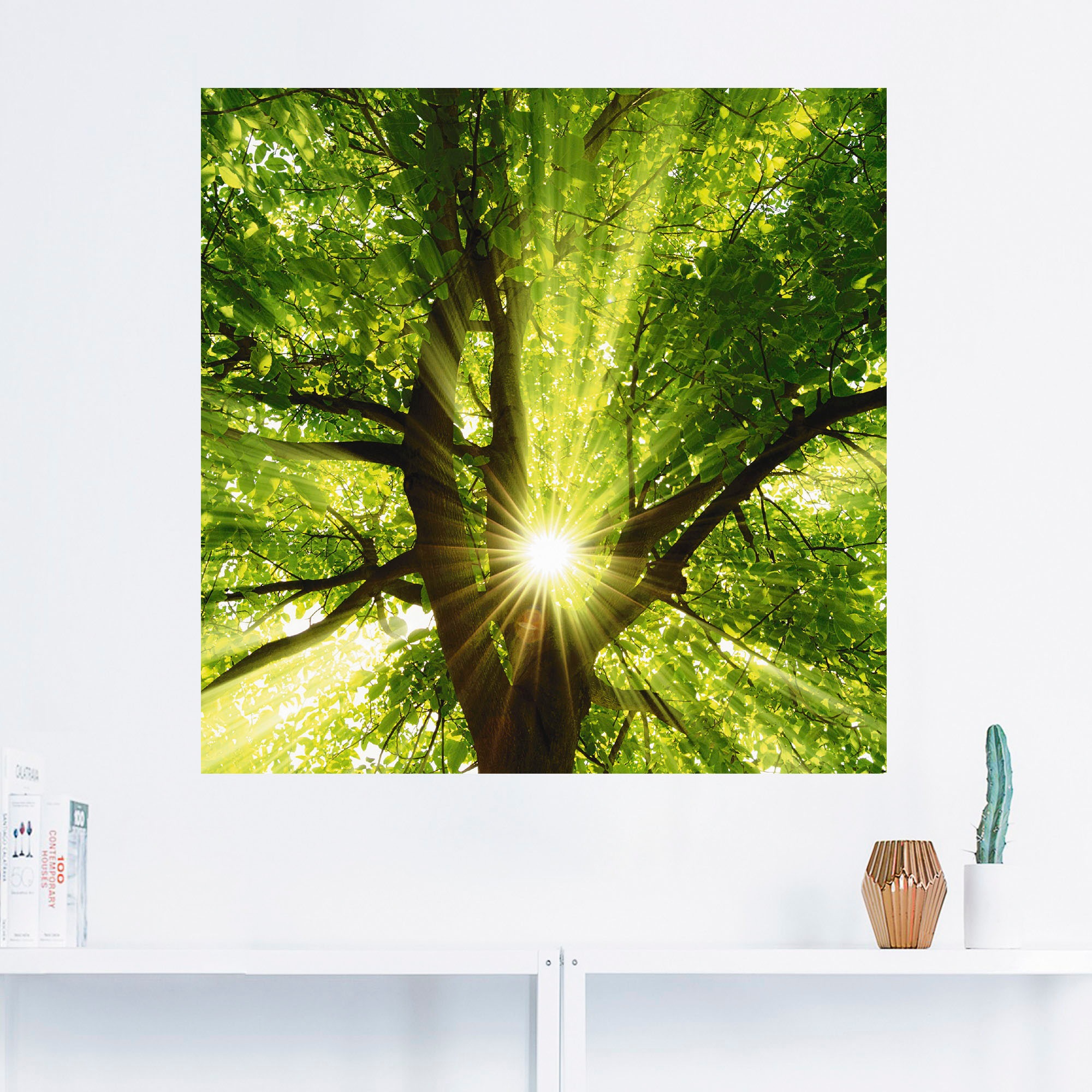 Artland Wandbild »Sonne strahlt explosiv durch den Baum«, Bäume, (1 St.), als Leinwandbild, Poster, Wandaufkleber in verschied. Größen