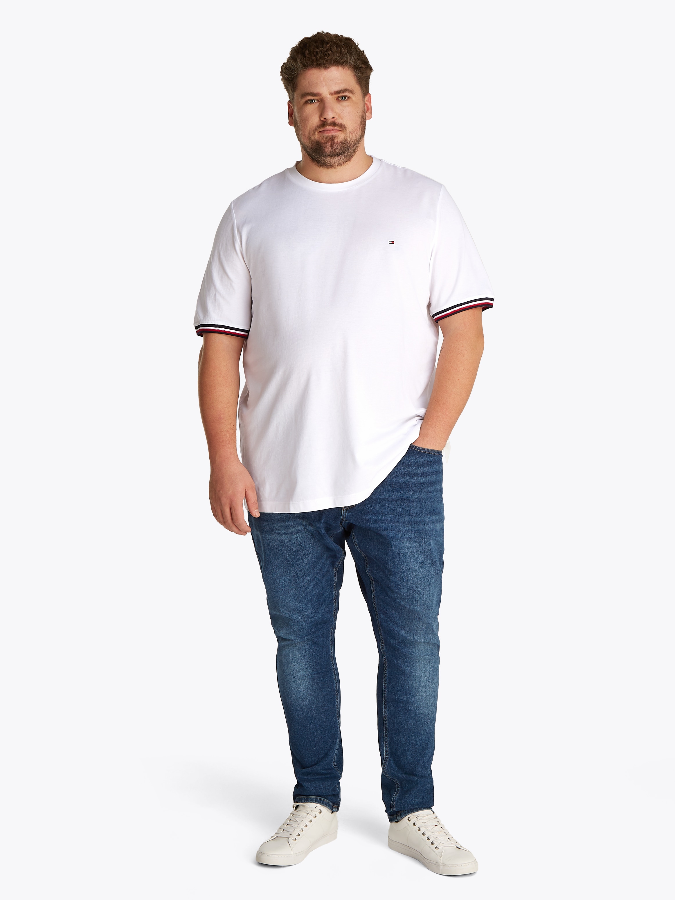 Tommy Hilfiger Big & Tall T-Shirt »BT-GLOBAL STRIPE CUFF TEE-B«, Große Größen