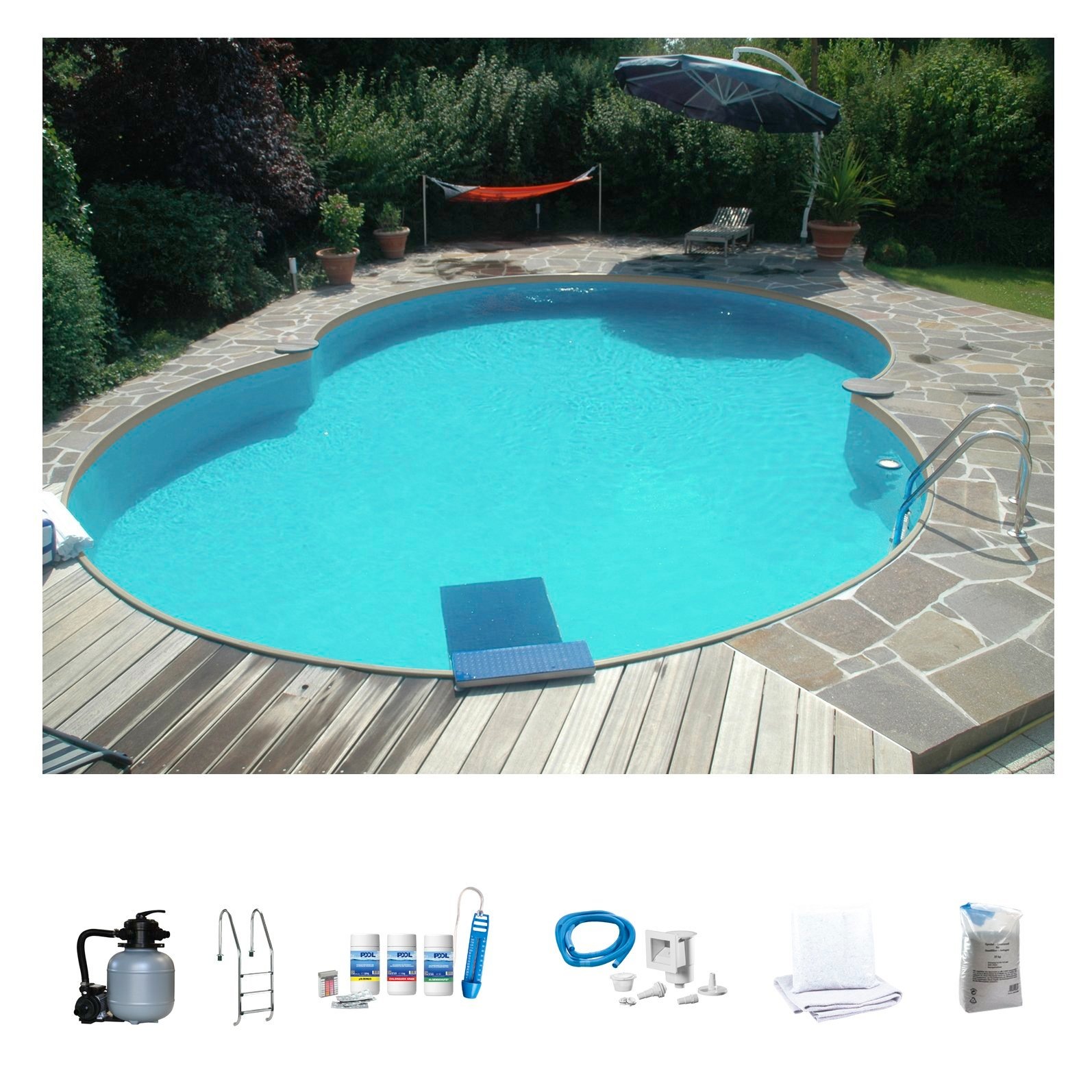 BWT MY POOL Achtformpool, (Set, 7 tlg.), BxLxH: 300x470x120 cm