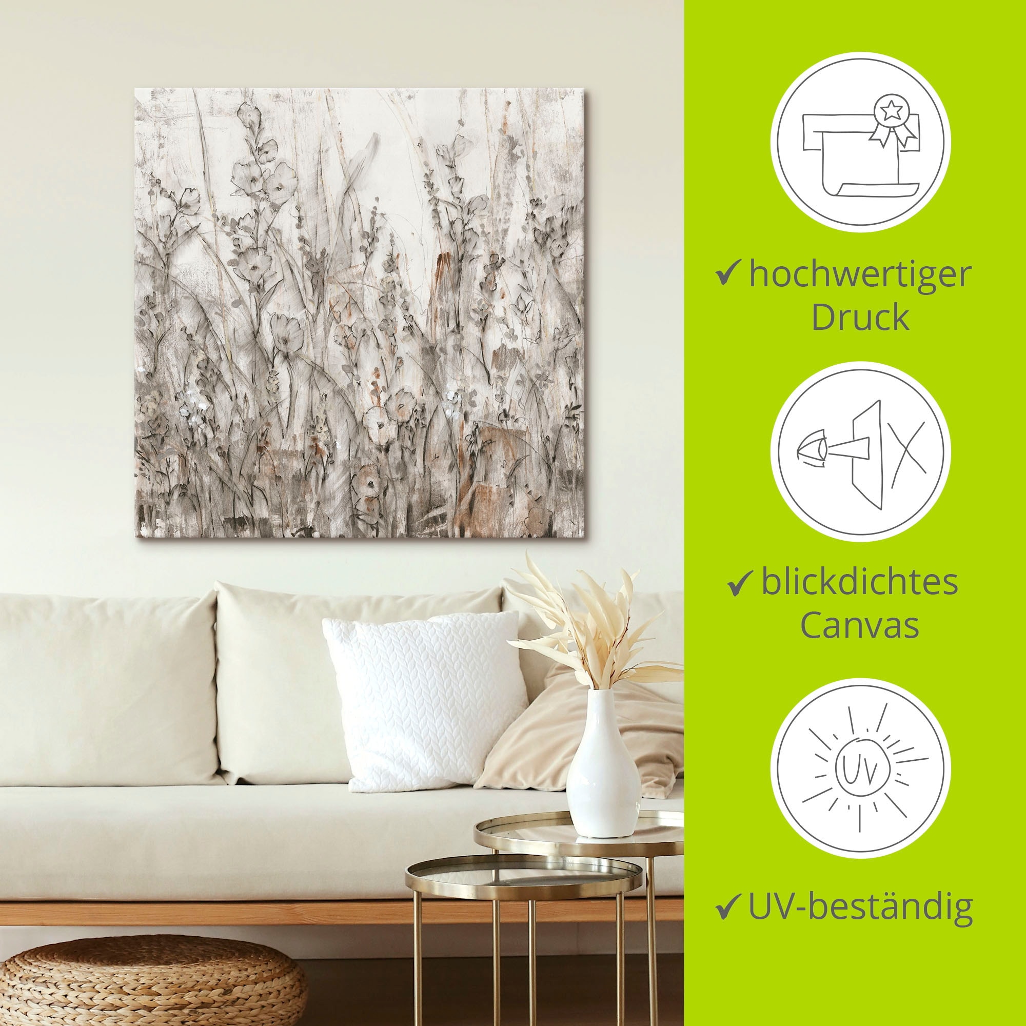 Artland Wandbild »Schatten II«, Blumenwiese, (1 St.), als Alubild, Outdoorbild, Leinwandbild in verschied. Größen