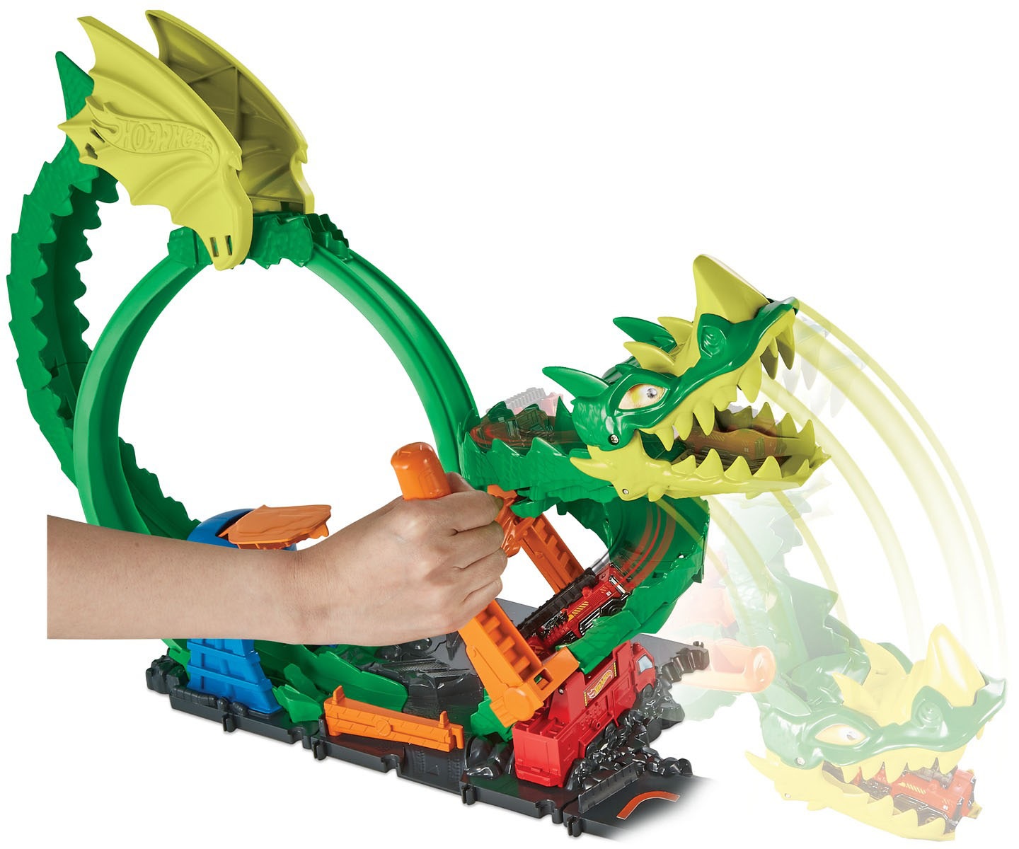 Hot Wheels Autorennbahn »City Drachen-Angriff Looping Set«, inklusive 1 Spielzeugauto