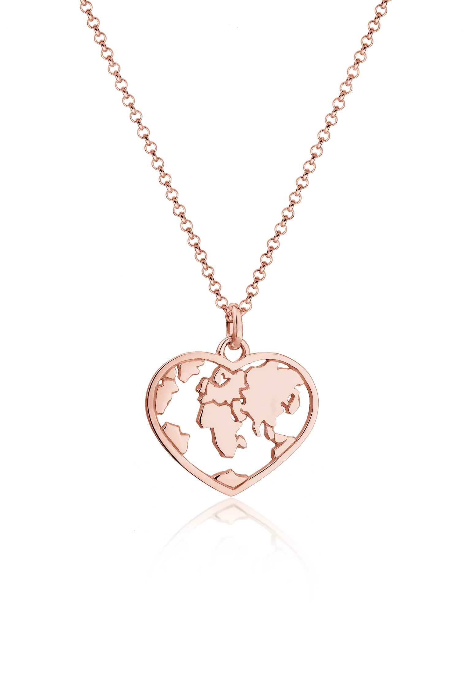Elli Lange Kette »Halskette Herz Weltkugel Globus Erbskette Trend 925 Silber«