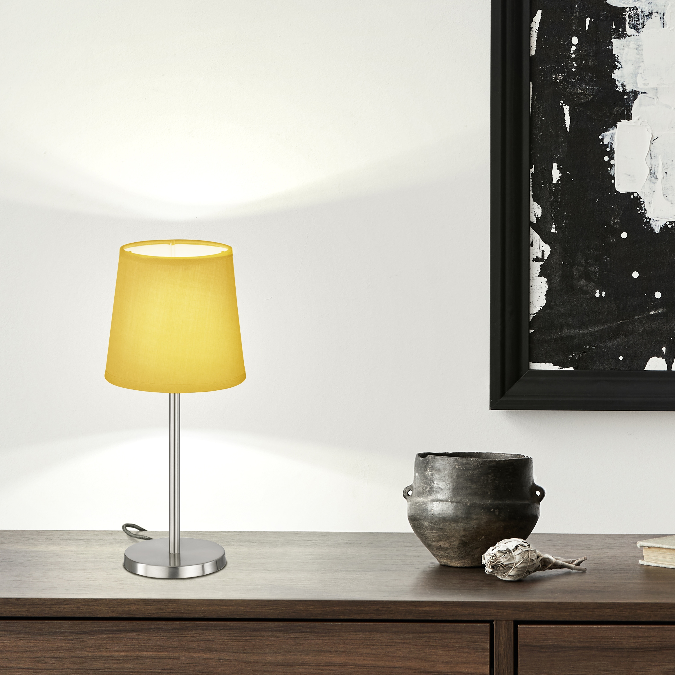 easy! BY FHL LED Tischleuchte »Eve«, 1 flammig, Leuchtmittel E14 | ohne Leuchtmittel, Tischleuchte,Stoffschirm,Schnurschalter,Hochwertige Verarbeitung