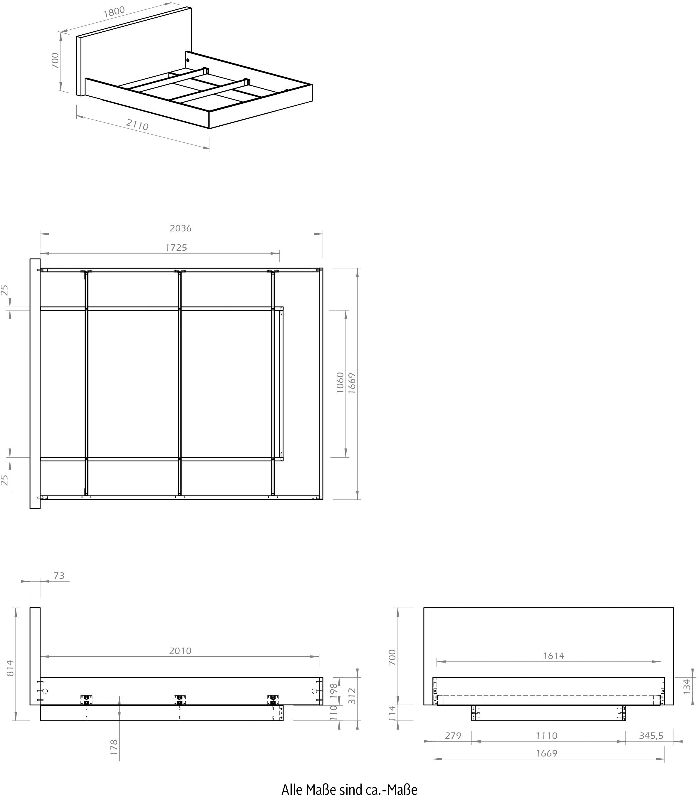 TemaHome Bettgestell »Float Dobbelbett mit Kopfteil«