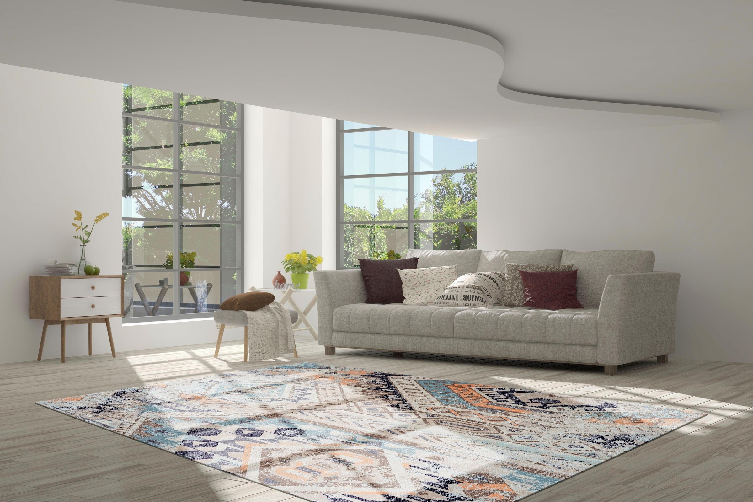 calo-deluxe Teppich »Emin 600«, rechteckig, 10 mm Höhe, reine Baumwolle, Wohnzimmer