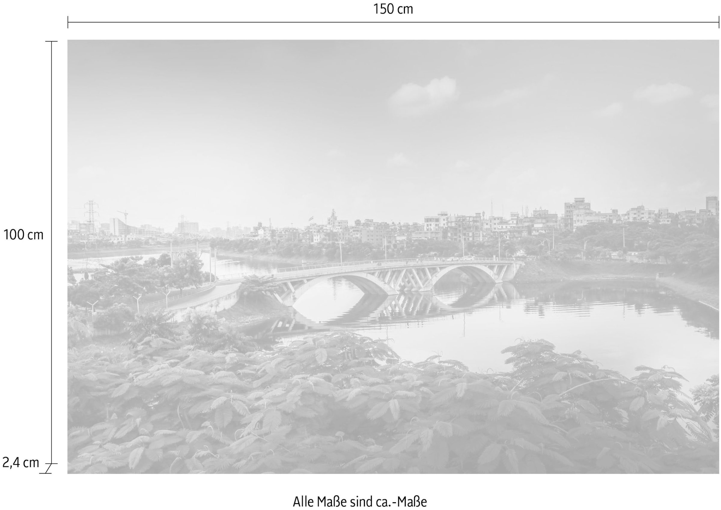 queence Acrylglasbild »Brücke«, Brücken-Pflanzen-Himmel, Fine Art-Print in Galeriequalität