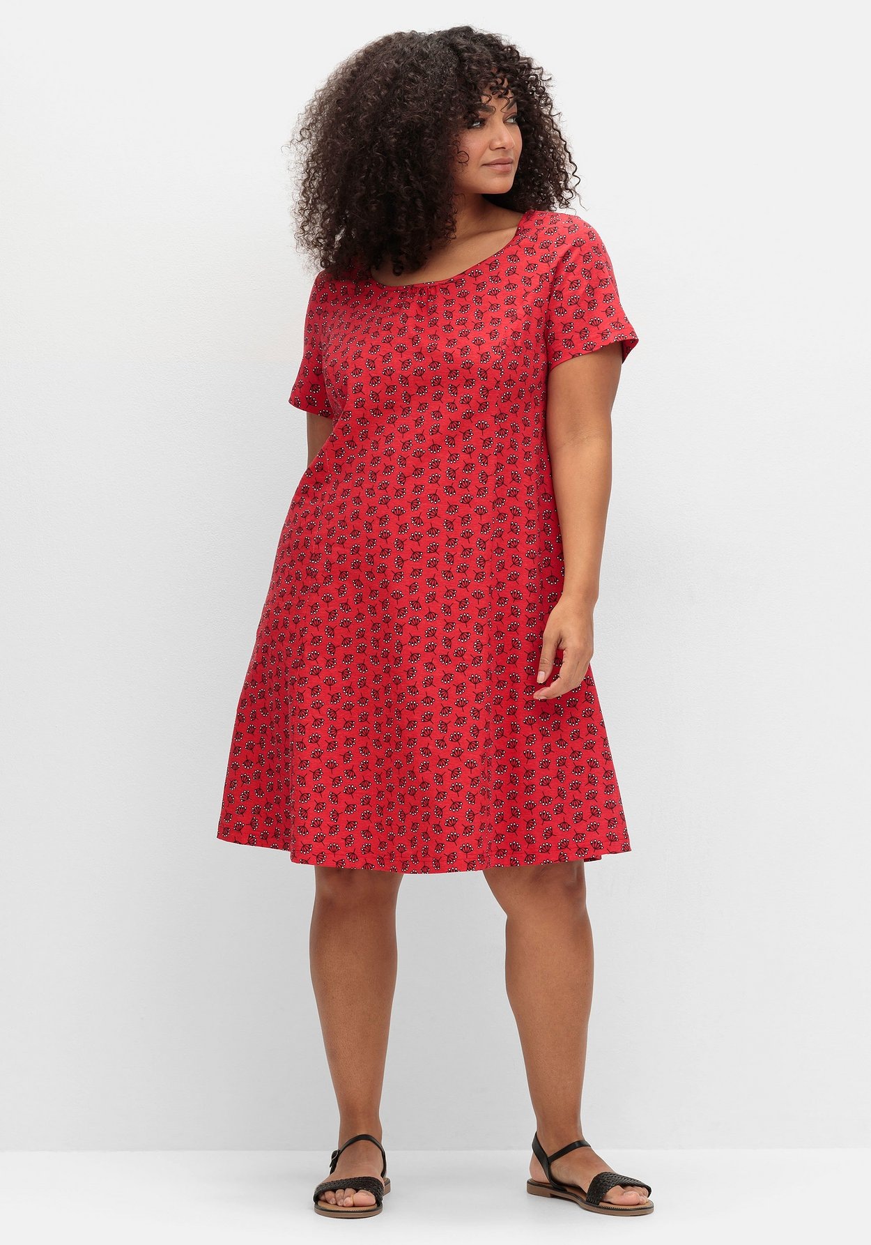 Sheego Jerseykleid »Jerseykleid mit schwingendem Rockteil«