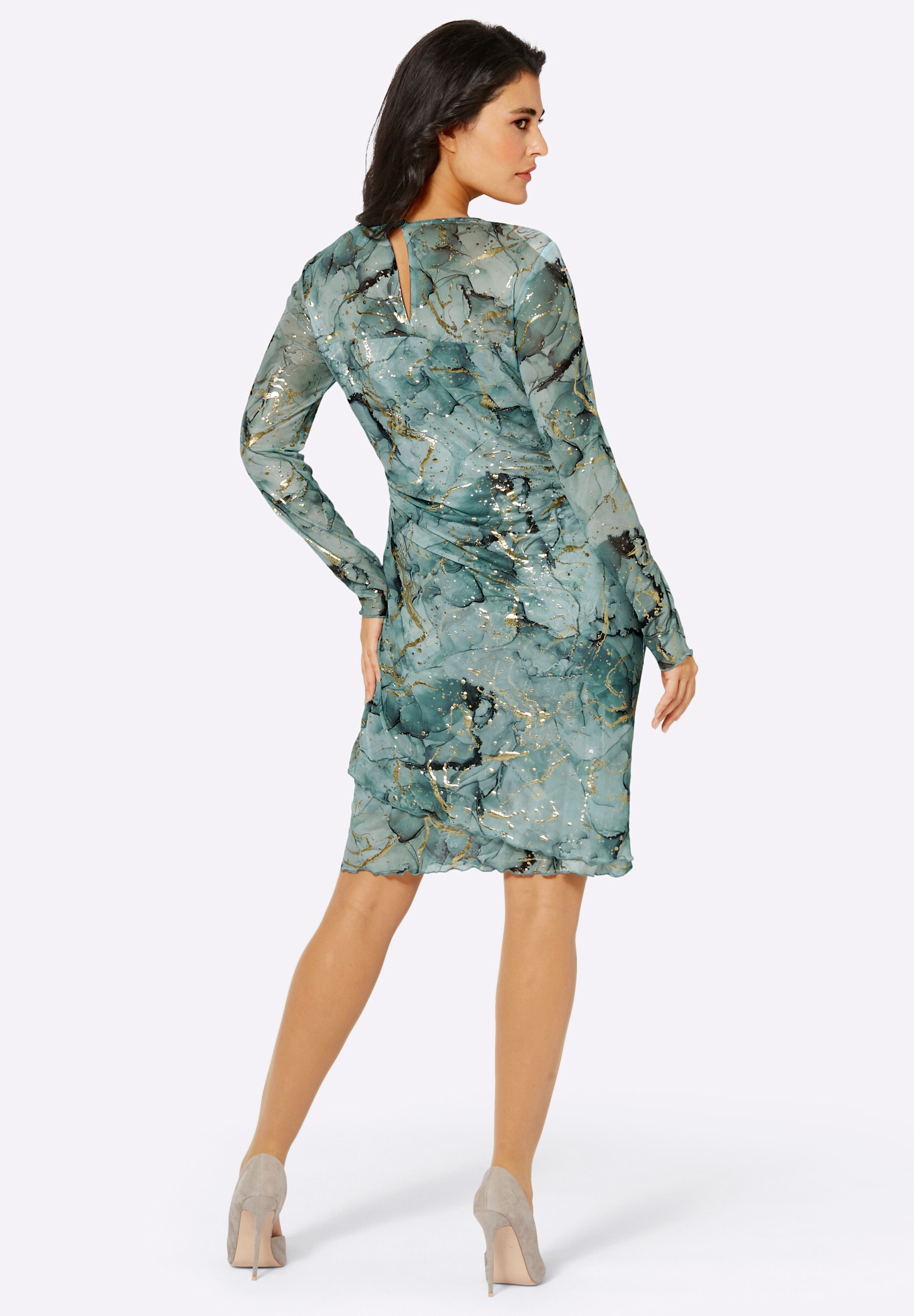 creation L Jerseykleid »Mesh-Kleid Druckkleid mit Glanz-Details« Ohne Taschen