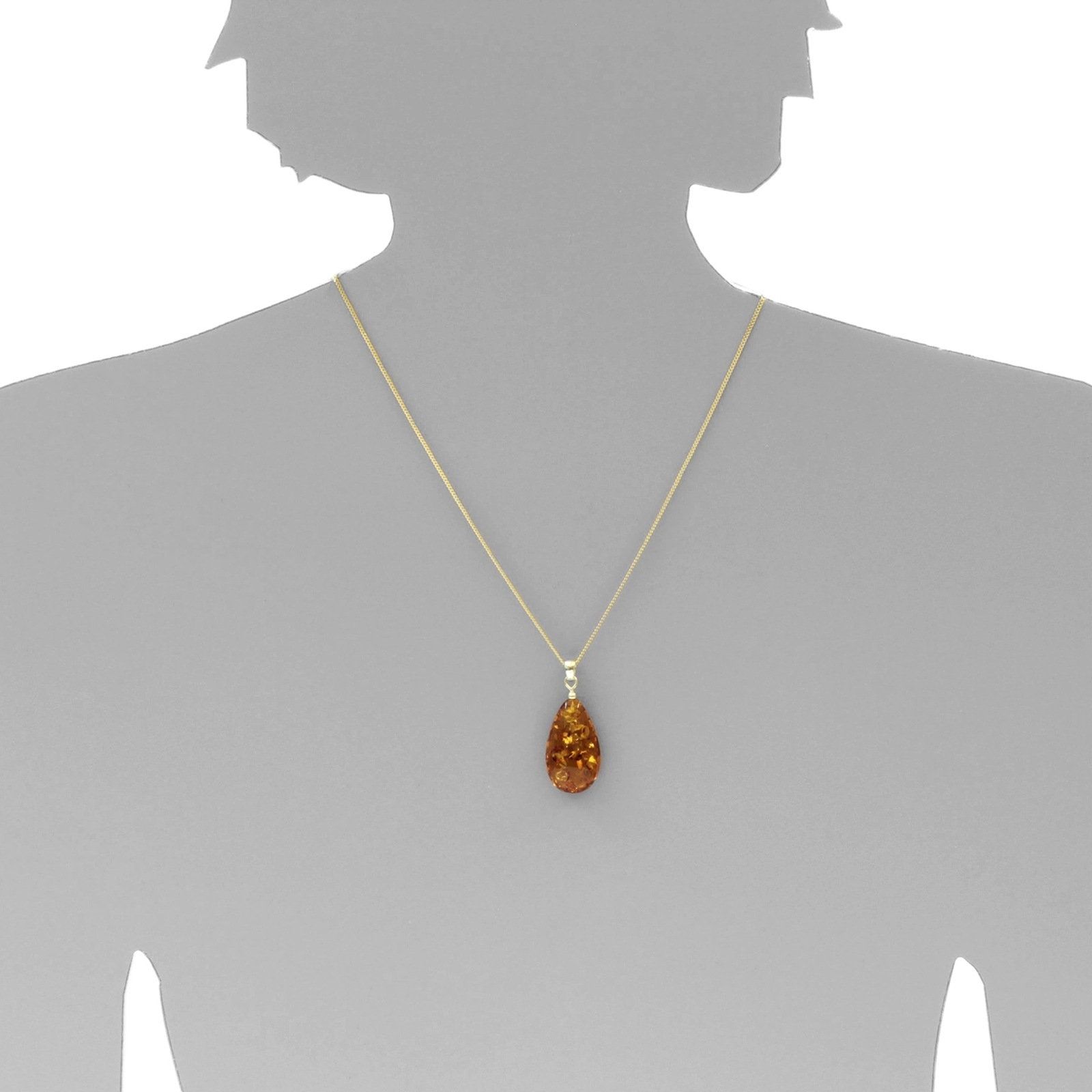 OSTSEE-SCHMUCK Kettenanhänger »- Tropfen ca. 30 mm lang - Gold 585/000 - Bernstein -,«