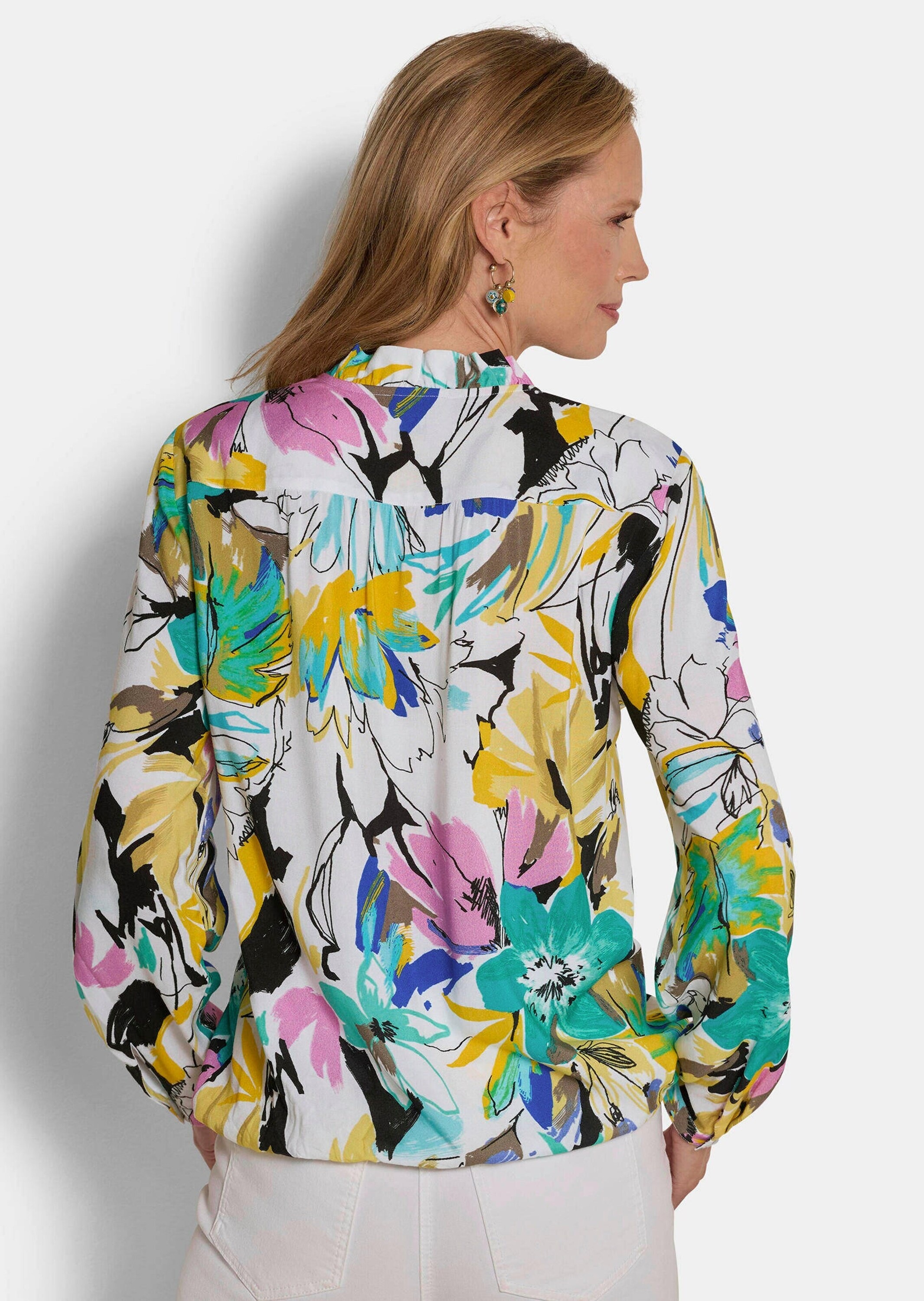GOLDNER Schlupfbluse »Viskosebluse mit Blumenprint« Sattel im Rückteil