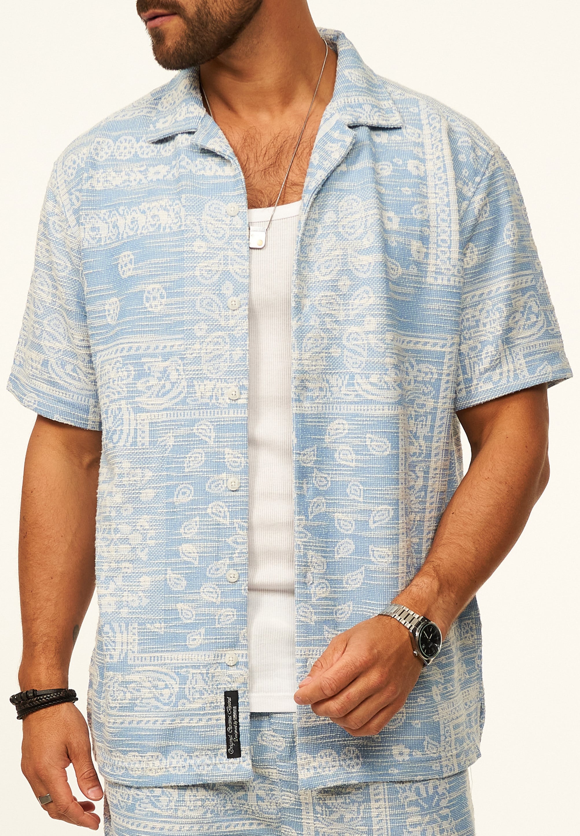 CARISMA Kurzarmhemd »gemustert als lässiges Sommerhemd - Poloshirt für Herren« Herren Strick Polohemd T-Shirt im Regular-Fit - Festival Hemd