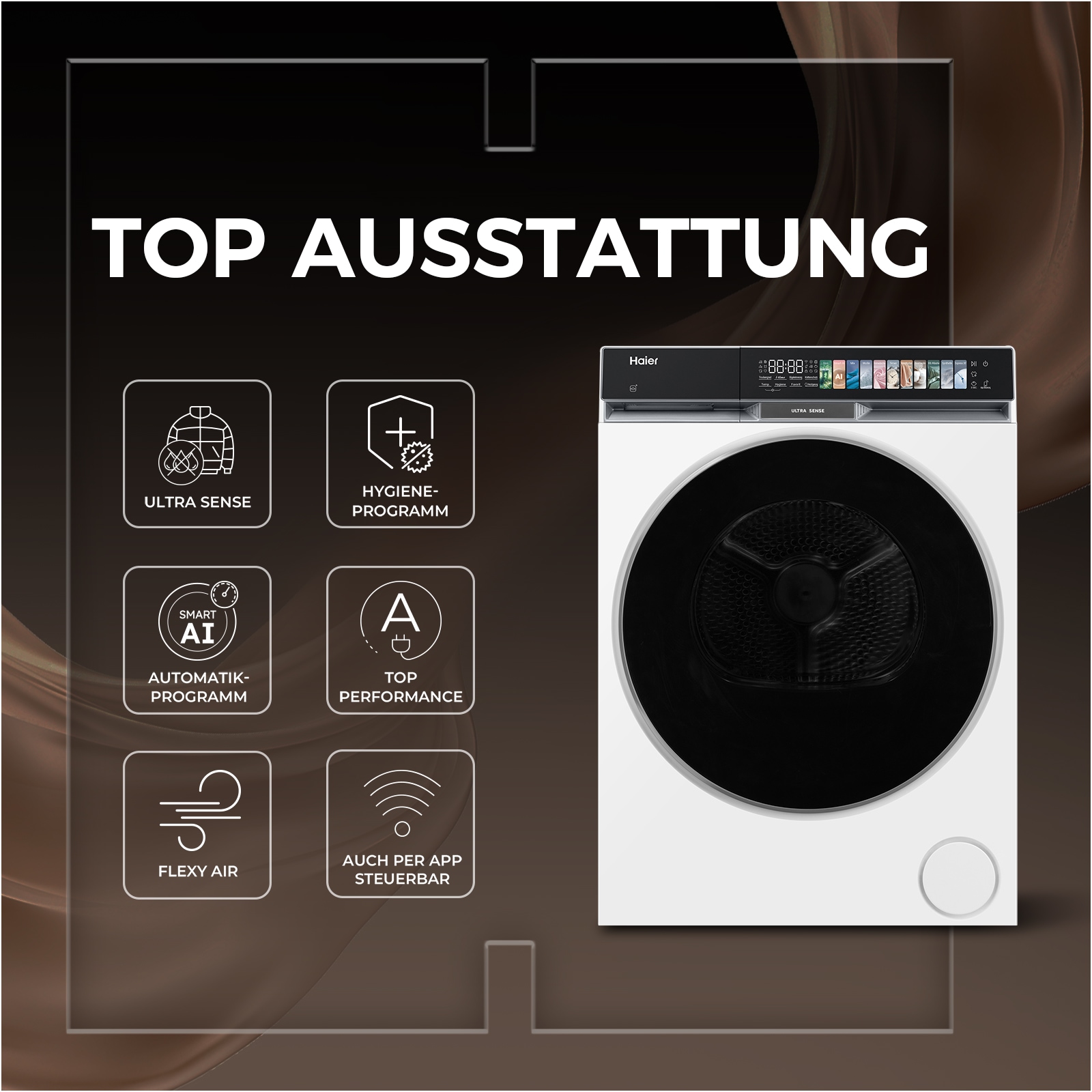 Haier Wärmepumpentrockner »HD90-A687U1« G9 Serie Smart AI Automatikprogramm & Ultra Sense