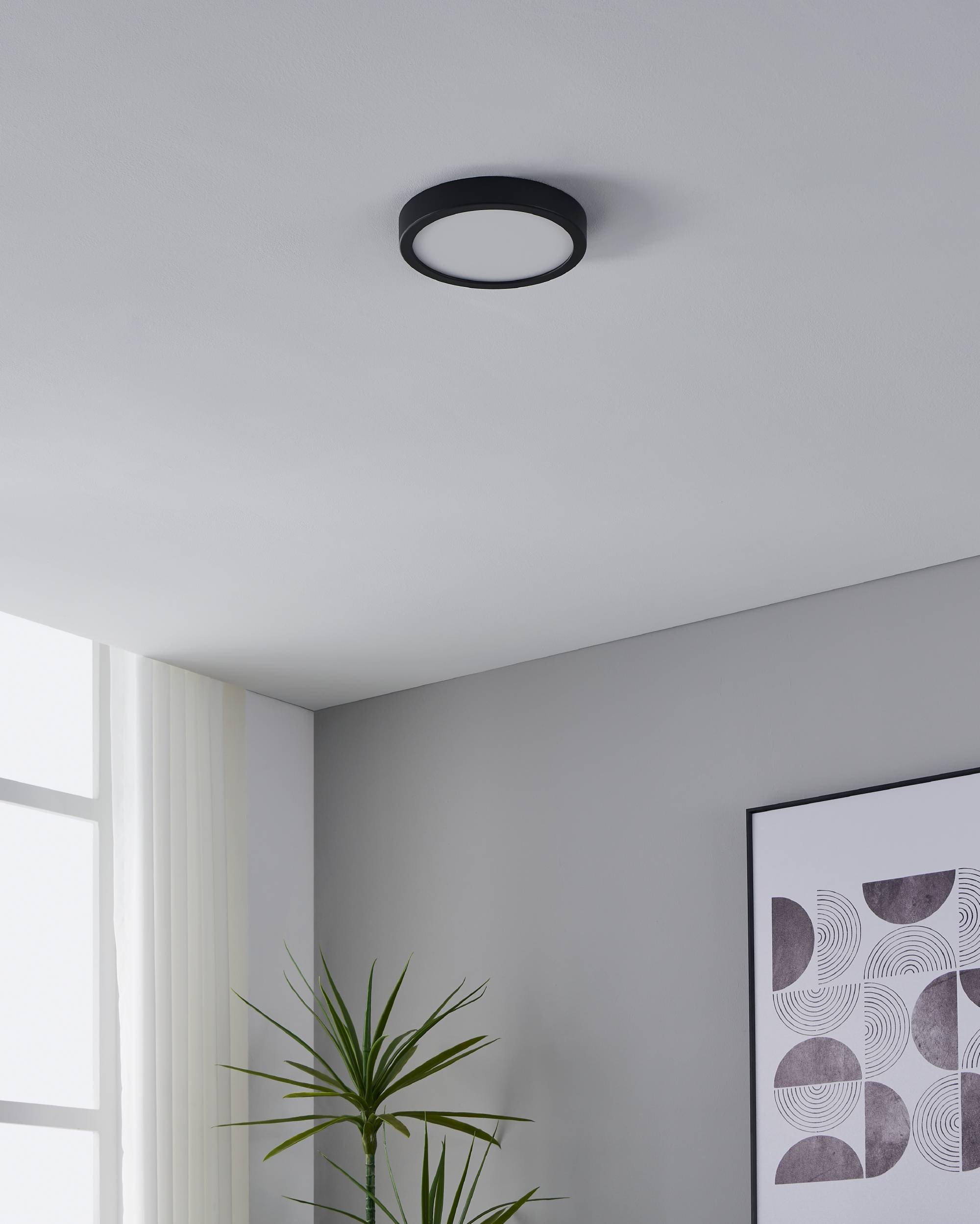 EGLO Aufbauleuchte »Fueva 5 Deckenlampe, Aufbaulampe, Metall und Kunststoff, Flurlampe« LED-Modul 1 Stk. Warmweiß Aufbauleuchte - H2,8 x Ø21 cm - schwarz - 17W inkl.