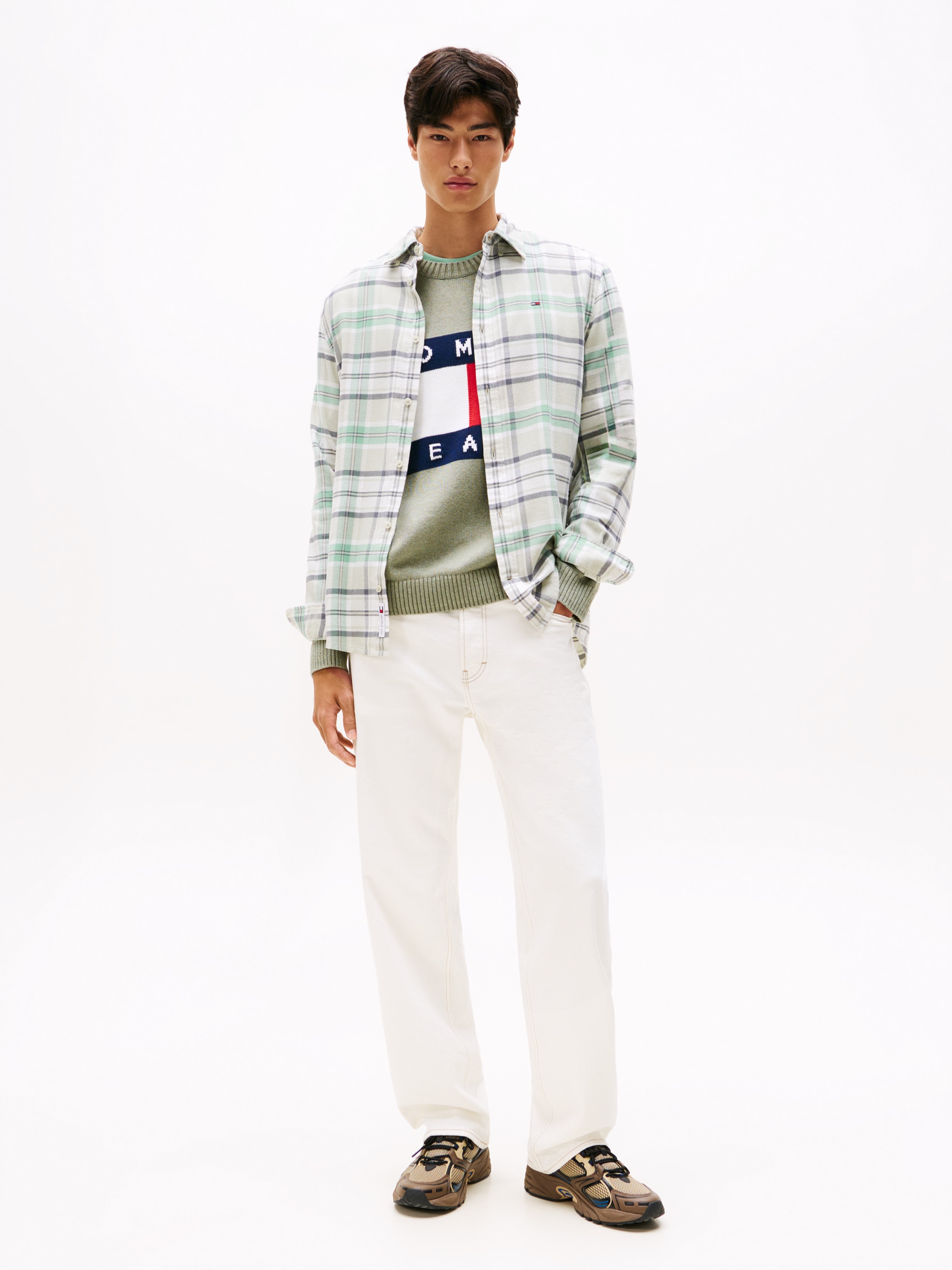 Tommy Jeans Flanellhemd »TJM REG FLANNEL CHECK SHIRT EXT«, kariert, regular fit, Langarmhemd, Button-down-Kragen