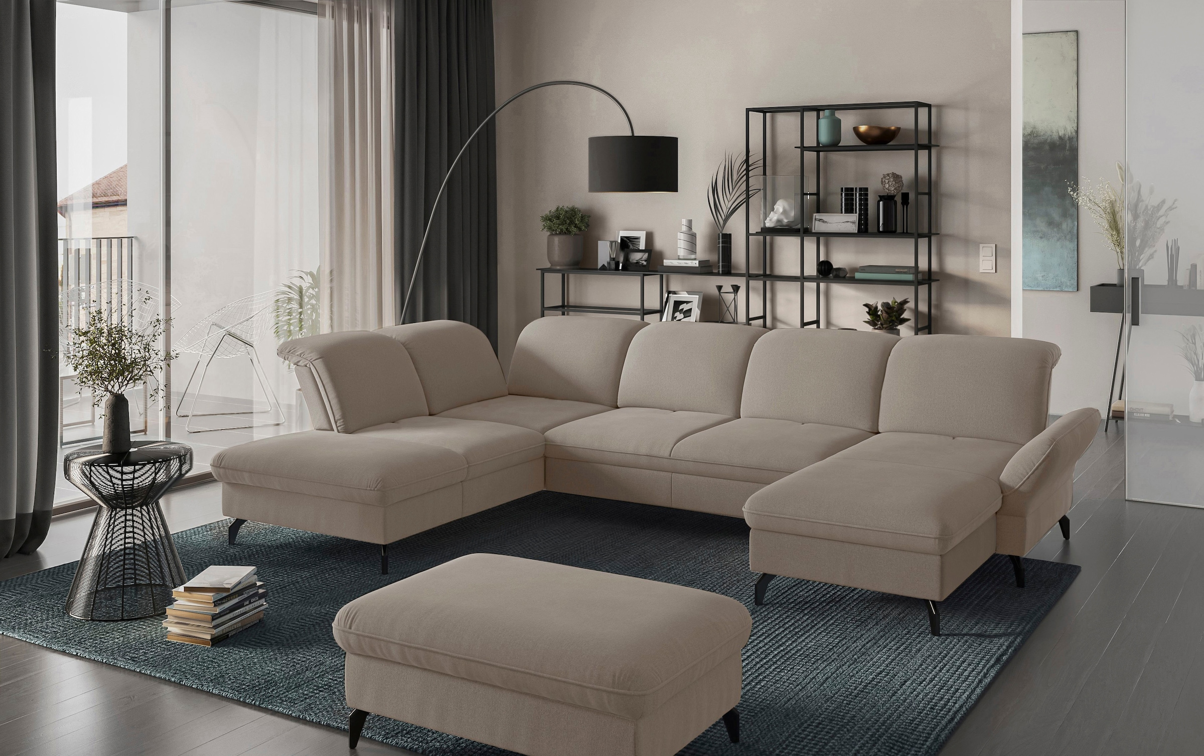 sit&more Wohnlandschaft »Leandro U-Form«, Wahlweise mit Bett-, Kopfteil - und Armlehnfunktion, sowie Bettkasten