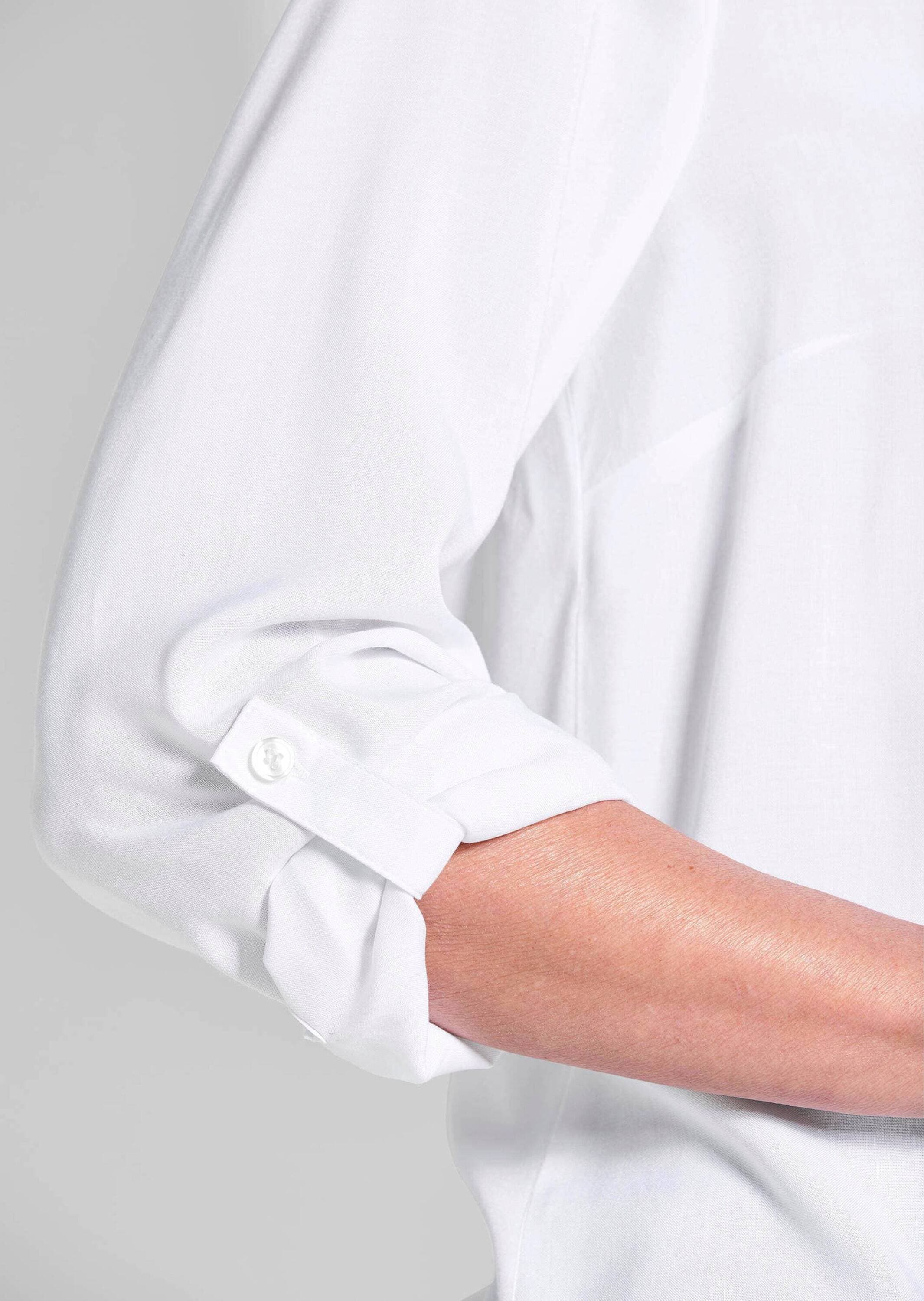 GOLDNER Schlupfbluse »Kurzgröße Langarm Businessbluse mit V-Ausschnitt«