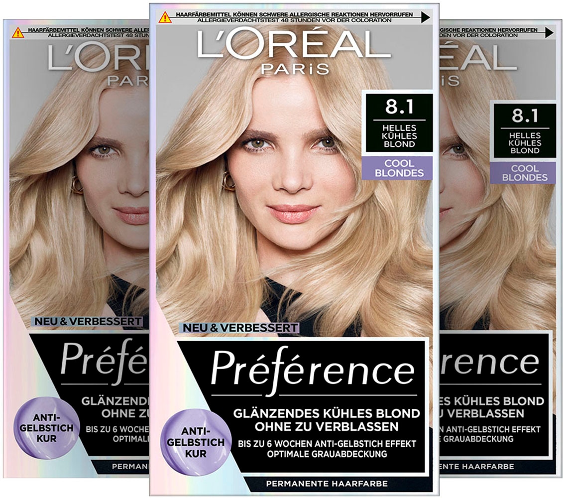 Coloration »L'Oréal Paris Préférence Cool Blondes«, (Packung, 3 tlg.)