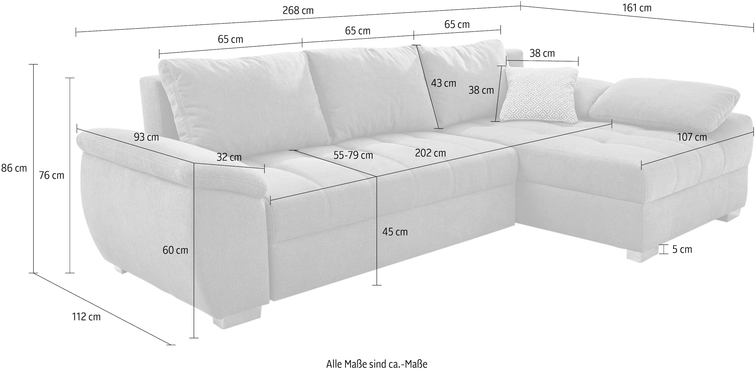 Jockenhöfer Gruppe Ecksofa rechts Bettfunktion links oder Bettkasten, Ottomane »Alster«, und montierbar online kaufen mit