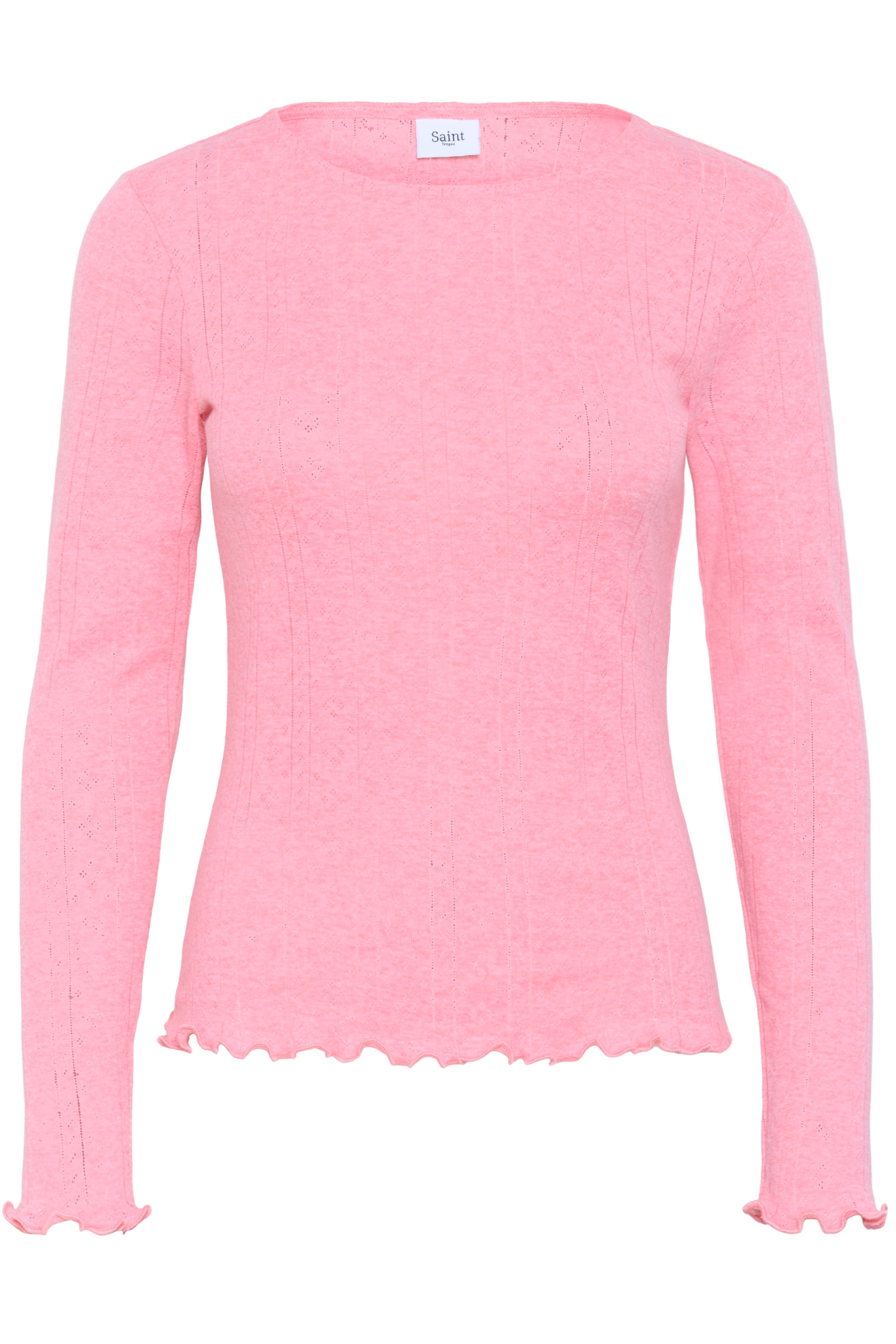 Saint Tropez Langarmshirt »GruSZ Blouse«, gewellter Saum