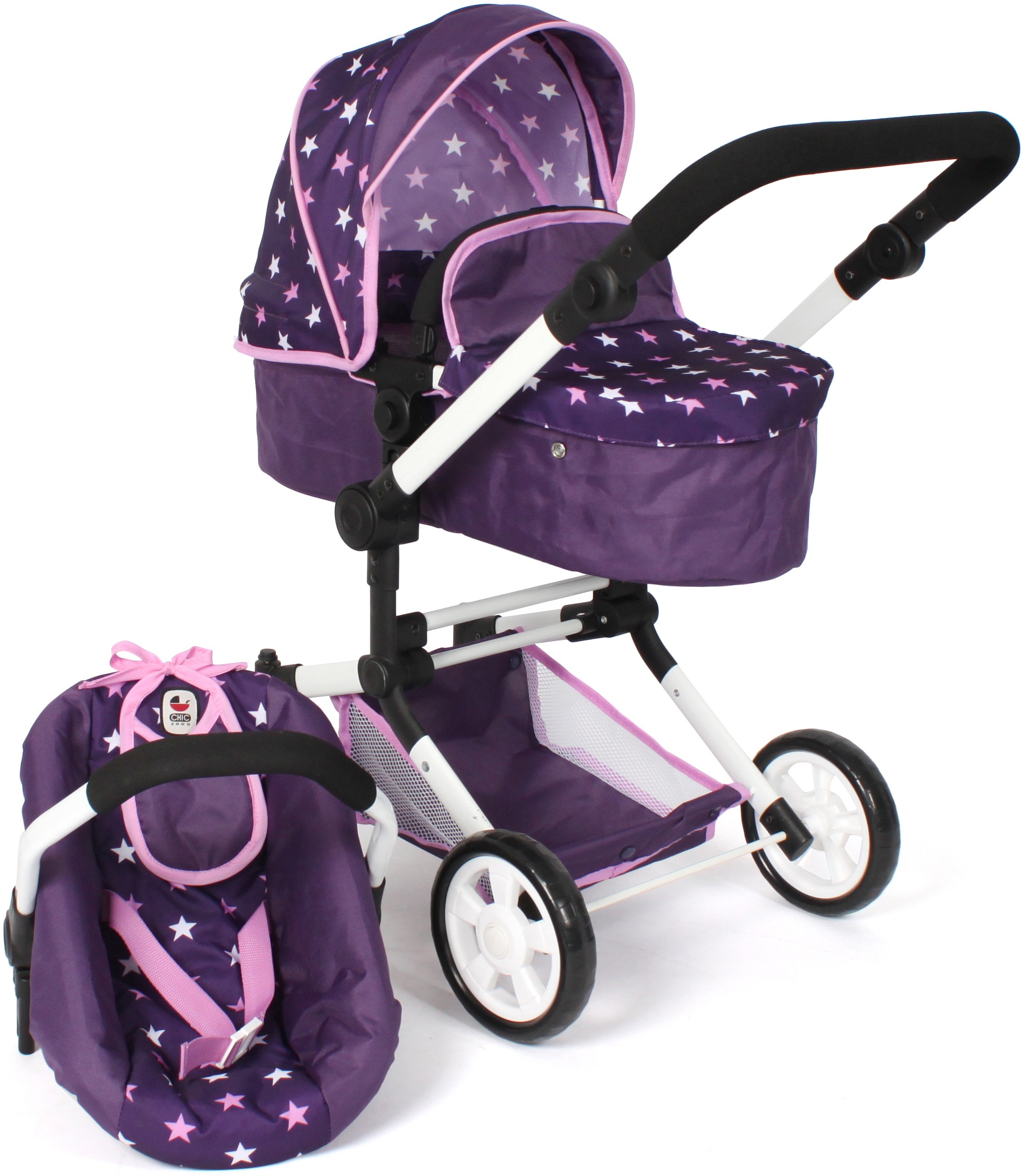 CHIC2000 Kombi-Puppenwagen »Linus, Stars Lila«, mit Babywanne und Autositz