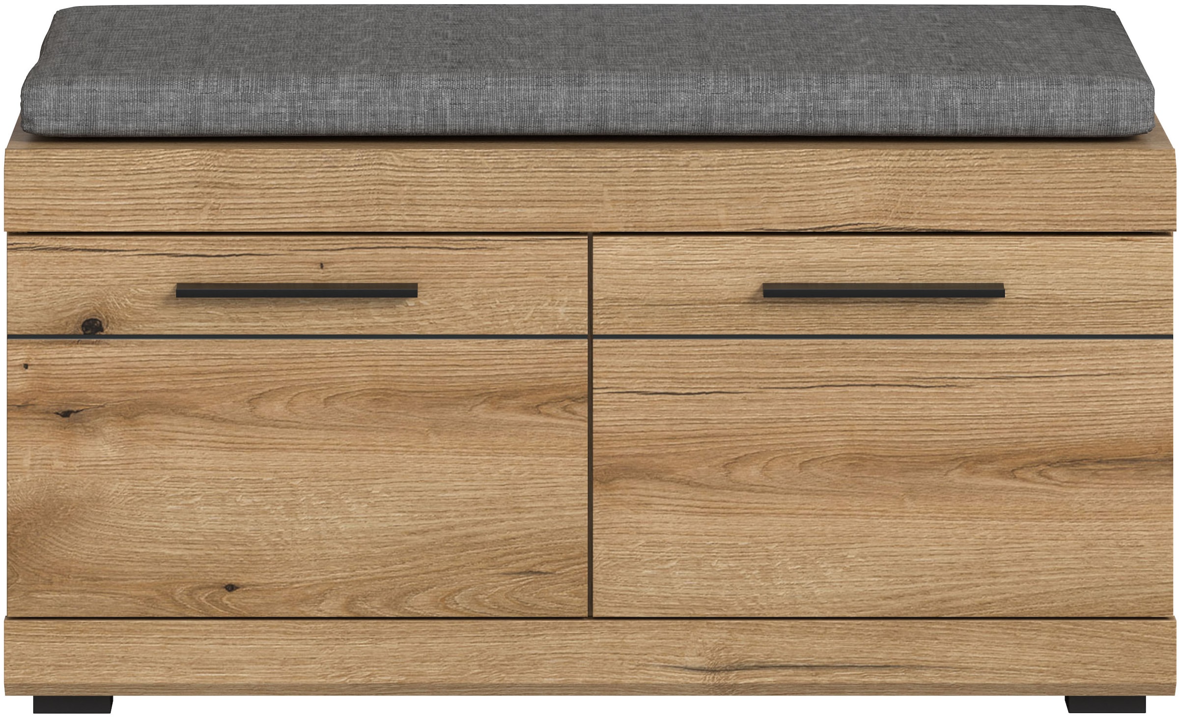 INOSIGN Sitzbank »SIENA, Breite 90 cm, 2 Türen, 2 Einlegeböden, 4 Fächer« hochwertige Rillenfräsung in MDF Front, 1 Stk. tlg. Garderobenbank, Dielenbank, Bank, Flurbank, Kommode