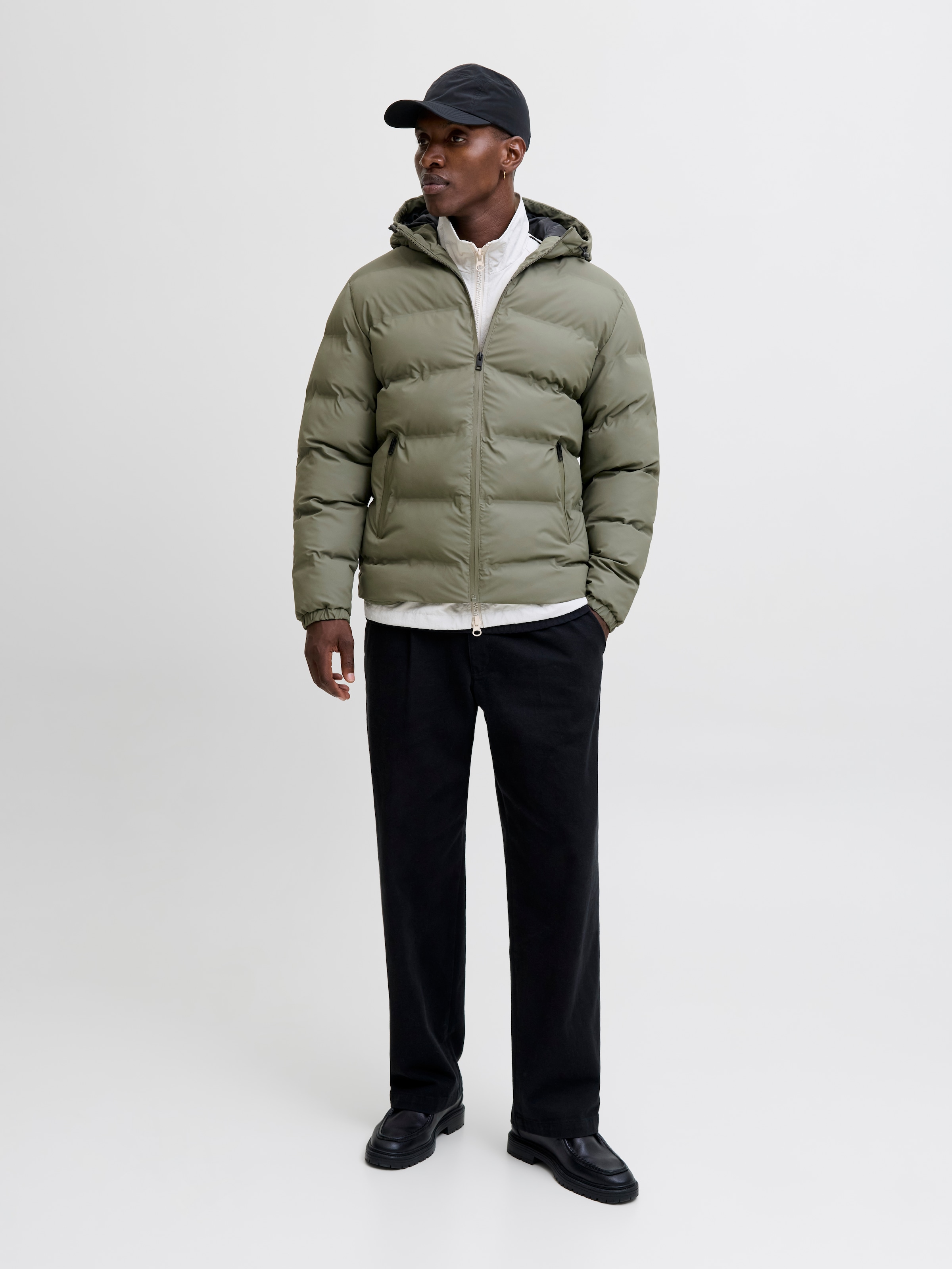 Jack & Jones Steppjacke »JJELEMENTS PU PUFFER SN« mit Kapuze