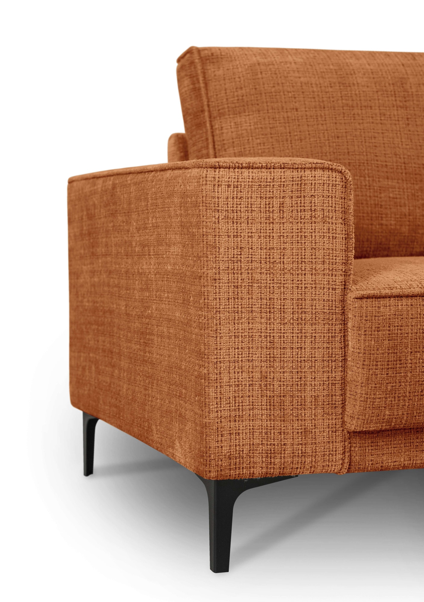 Places of Style Wohnlandschaft »XXL Sofa Oland, Struktur, Flachgewebe, Luxus-Microfaser, Boucle«, U-Form, 342 cm, Wellenunterfederung, Skandi-Design, Metallfüße