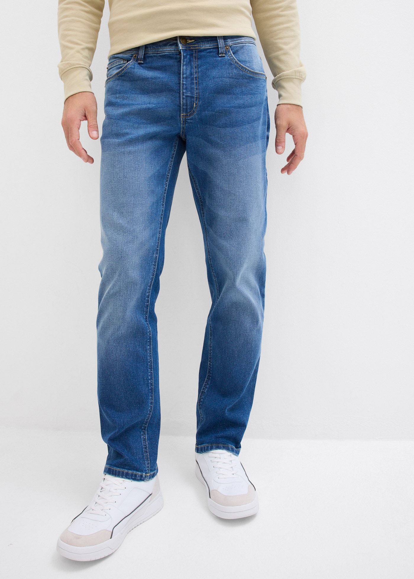 bonprix Regular-fit-Jeans »Regular Fit Stretch-Jeans, Straight« Regular-fit-Passform, mit Elasthan-Anteil, im Casual Stil