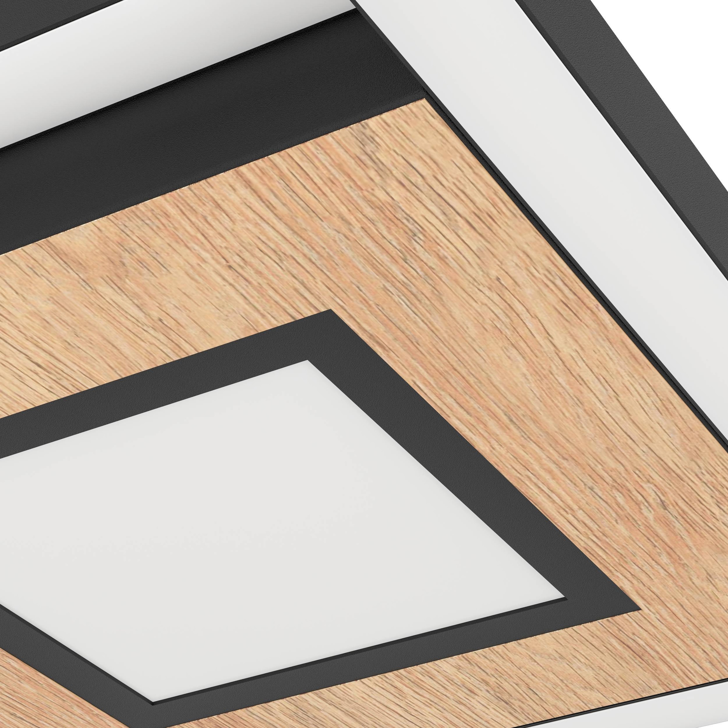 EGLO Deckenleuchte »Marinello Deckenlampe, Wohnzimmerlampe aus Metall, Holz und Kunststoff« LED-Modul 1 Stk. Kaltweiß | Neutralweiß | Warmweiß Wand-/Deckenleuchte - L48,5 x B48,5 x H5,5 cm - schwarz, braun