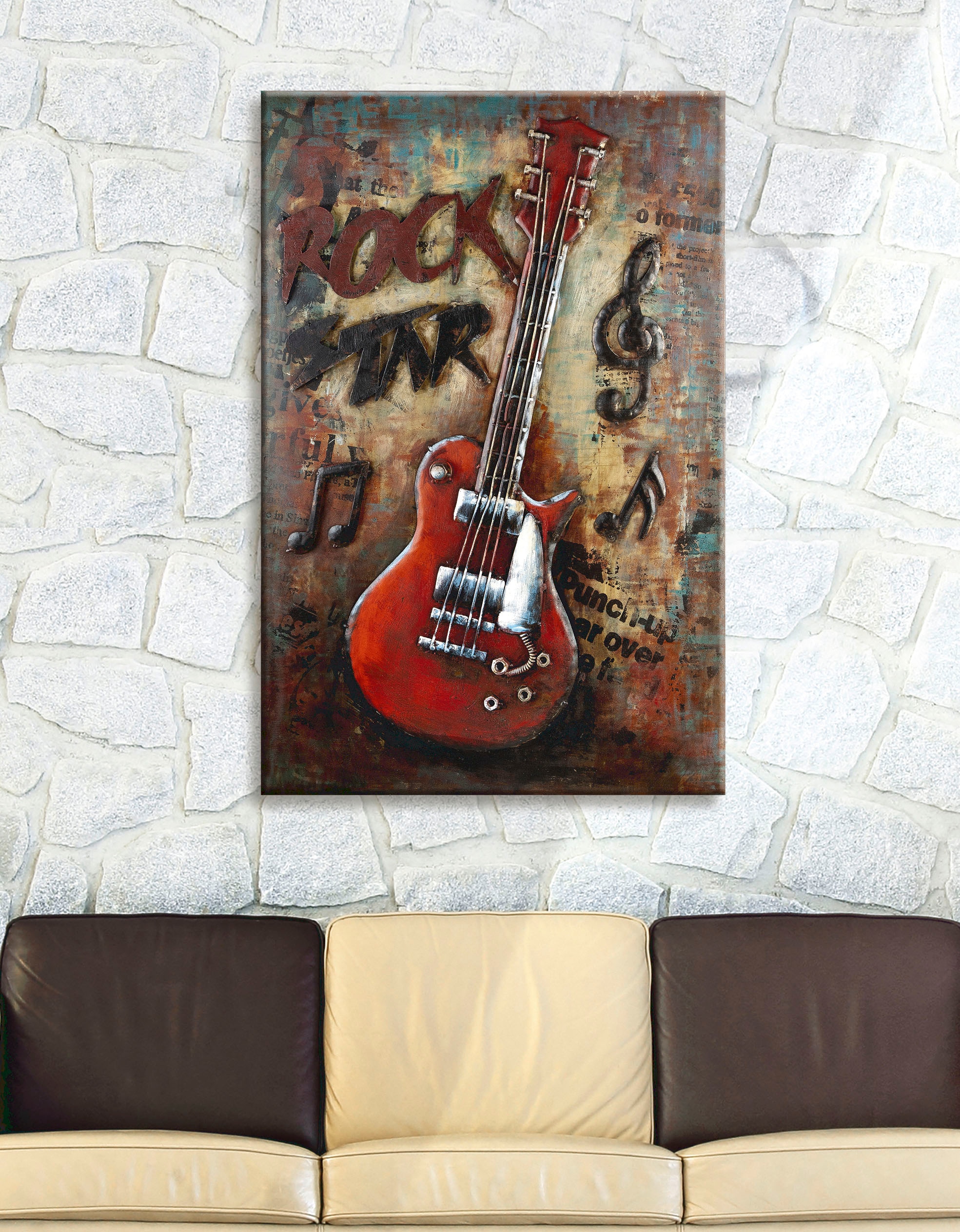 GILDE GALLERY Metallbild (1 im bei Wohnzimmer Schlafzimmer St.), »Bild online dekorativ OTTO aus handgefertigt, Metall, Gitarre, & Rockstar«