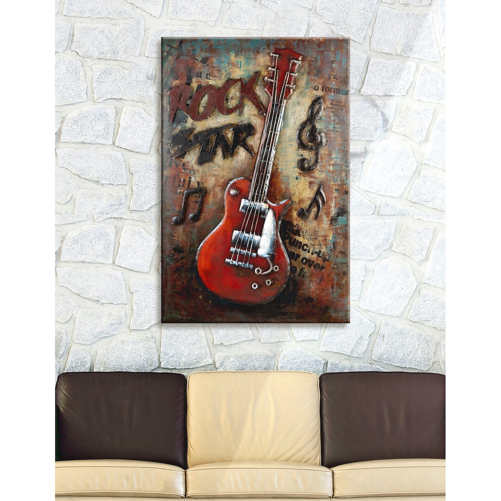 GILDE GALLERY Metallbild »Bild Rockstar«, Gitarre, (1 St.)