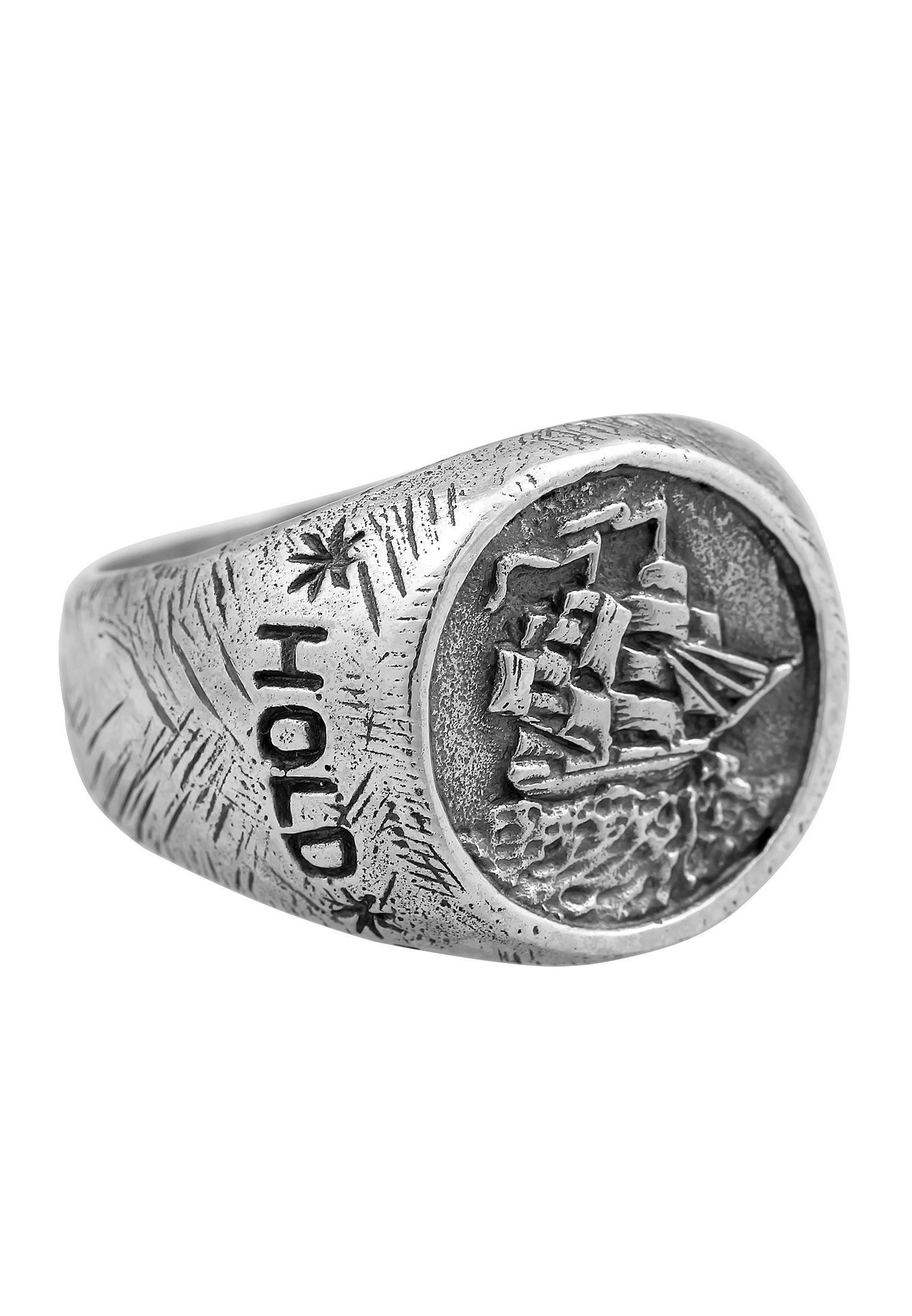 HAZE & GLORY Siegelring »Ring Siegelring - Hold Fast Piratenschiff 925 Silber«