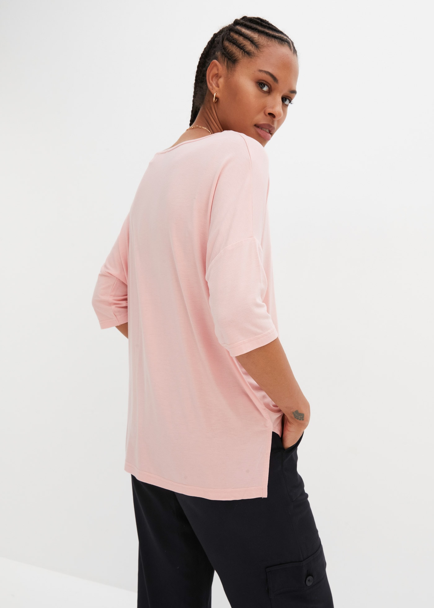 bonprix T-Shirt Oversize-Passform, Halbarm, U-Boot Ausschnitt