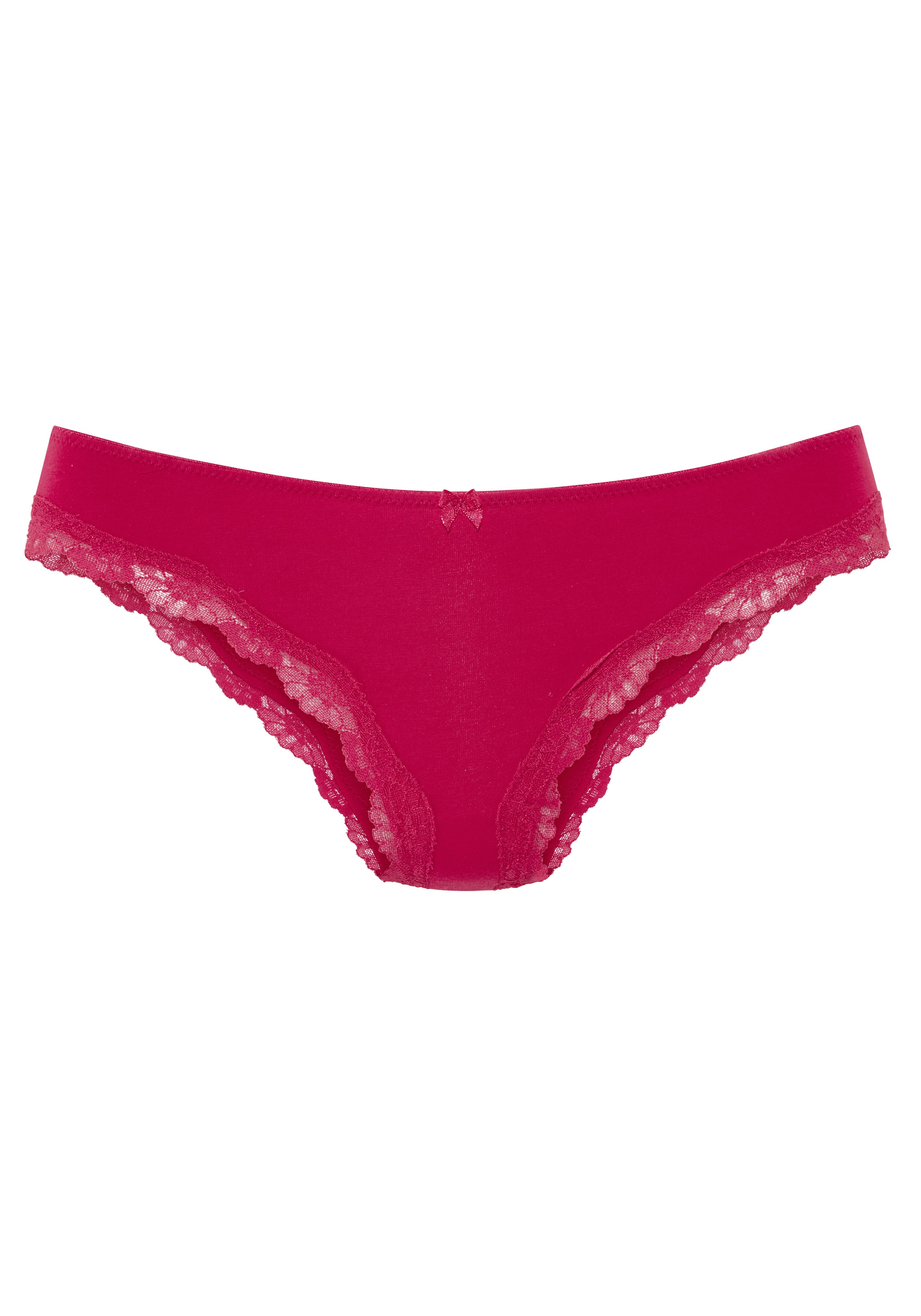 LASCANA Brasilslip 3er-Pack,  aus elastischer Baumwolle mit zarter Spitze