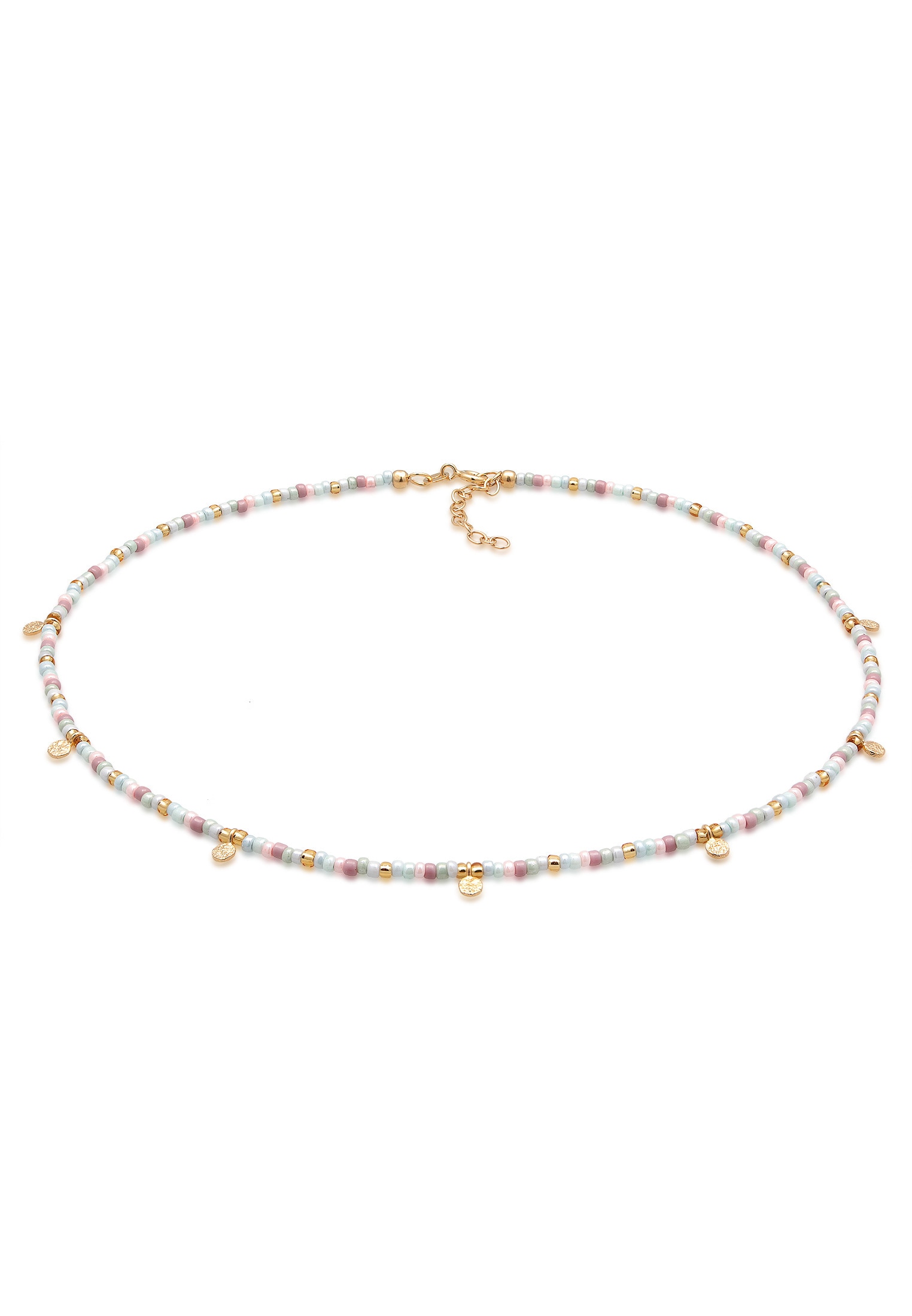 Elli Choker »Halskette Plättchen Glas Beads Bunt 925 Silber vergoldet«