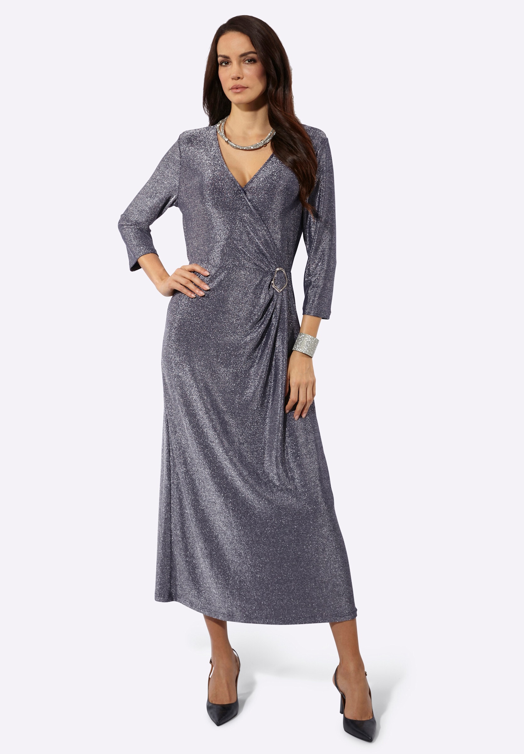 creation L Jerseykleid »Jersey-Kleid A-Linien-Kleid mit Deko-Spange« Ohne Taschen