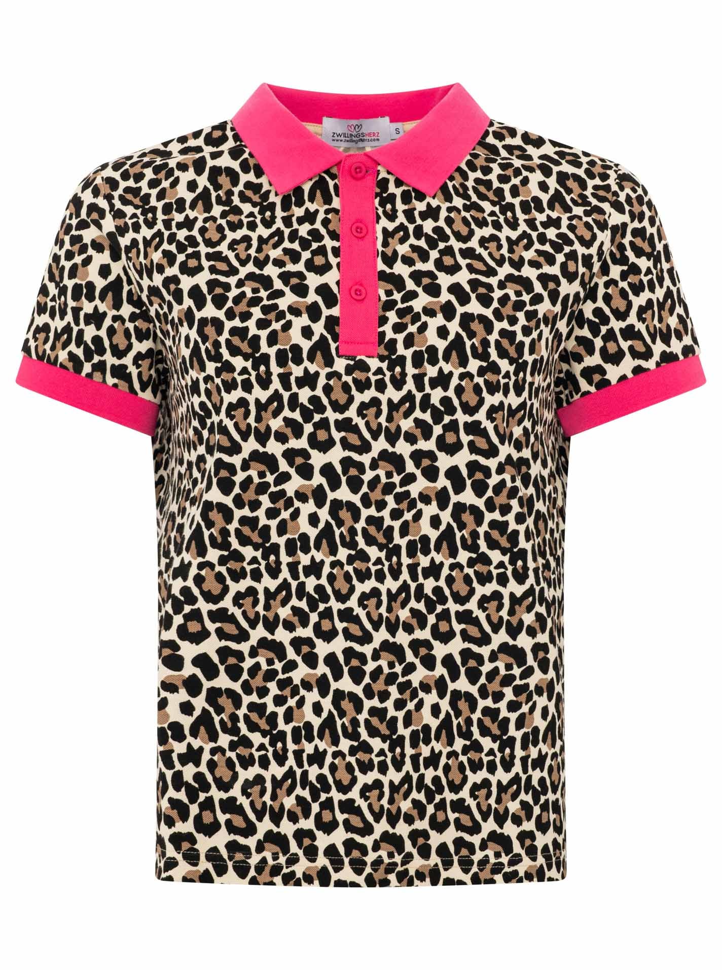 Zwillingsherz Poloshirt »Leo« mit Leomuster, kontrastierender Knopfleiste, kurzarm